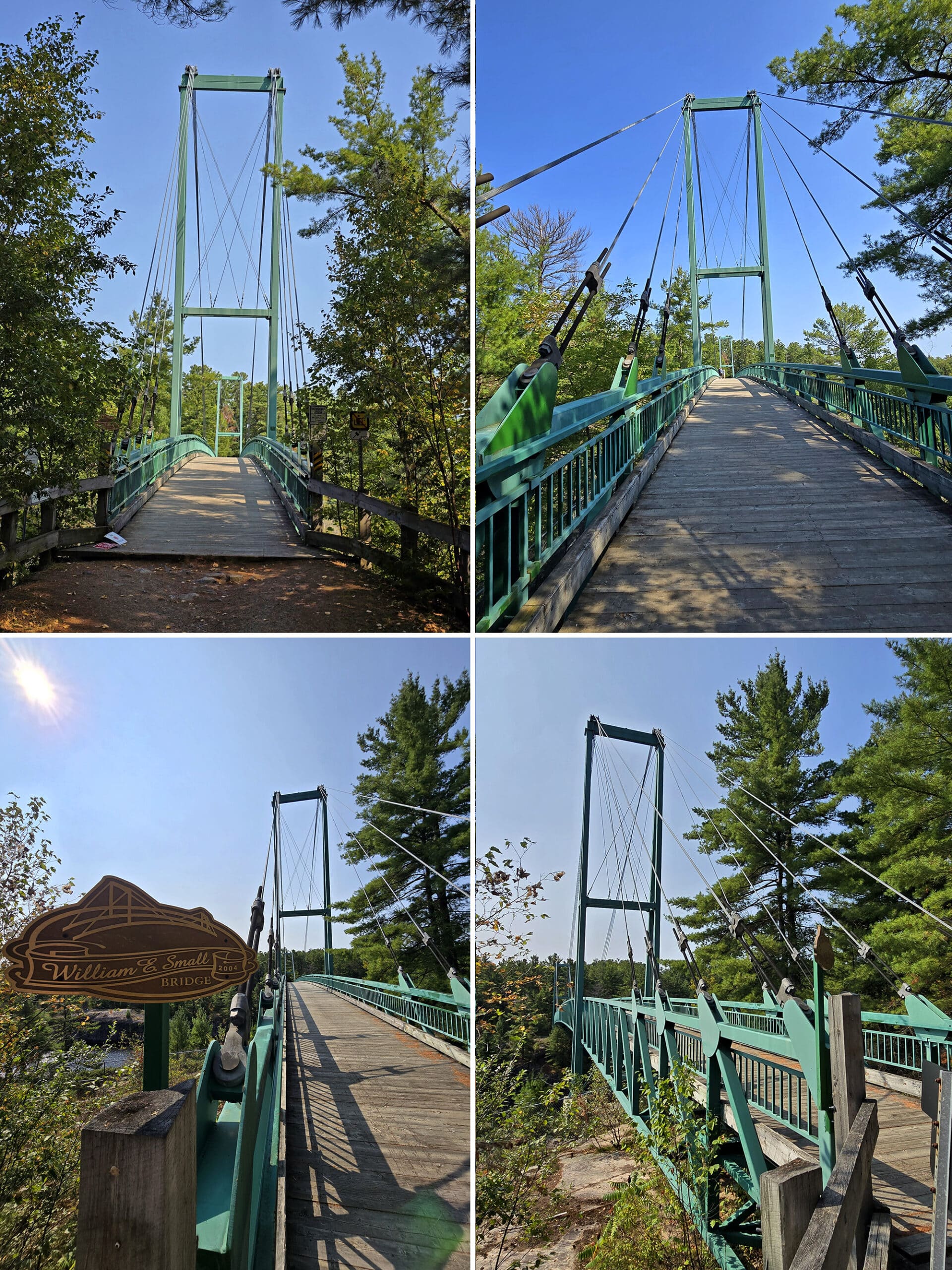 4 different views of the William E small snowmobile bridge.