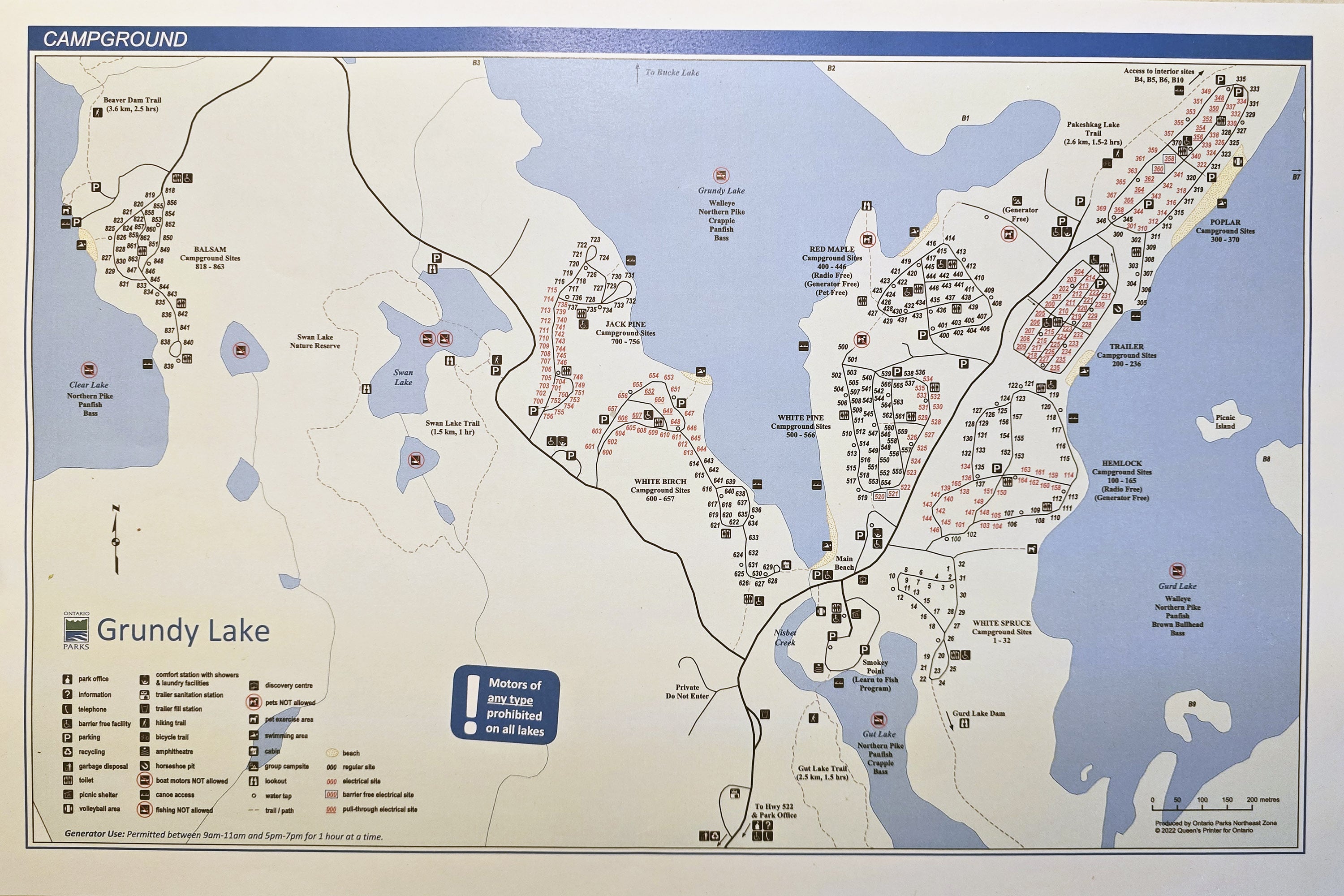 The Grundy Lake Provincial Park Map.