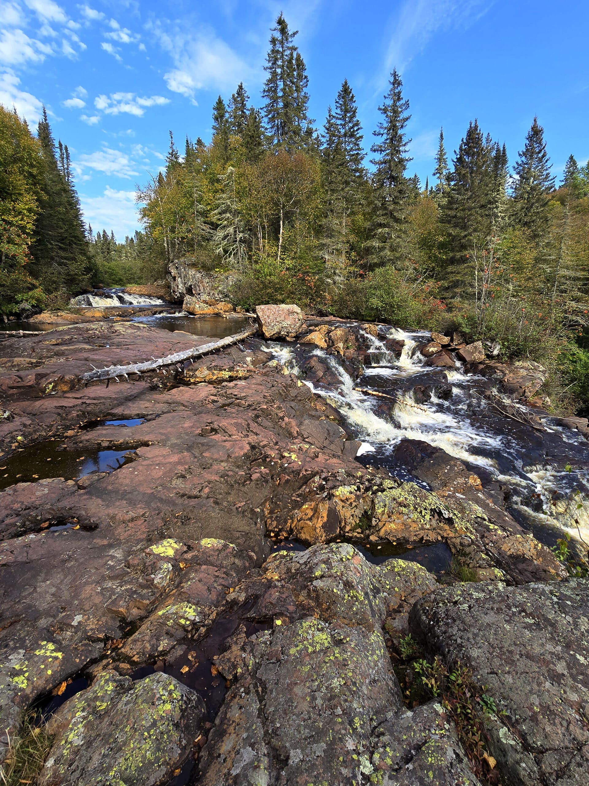 Looking down over mink creek, from the top of mink creek falls.