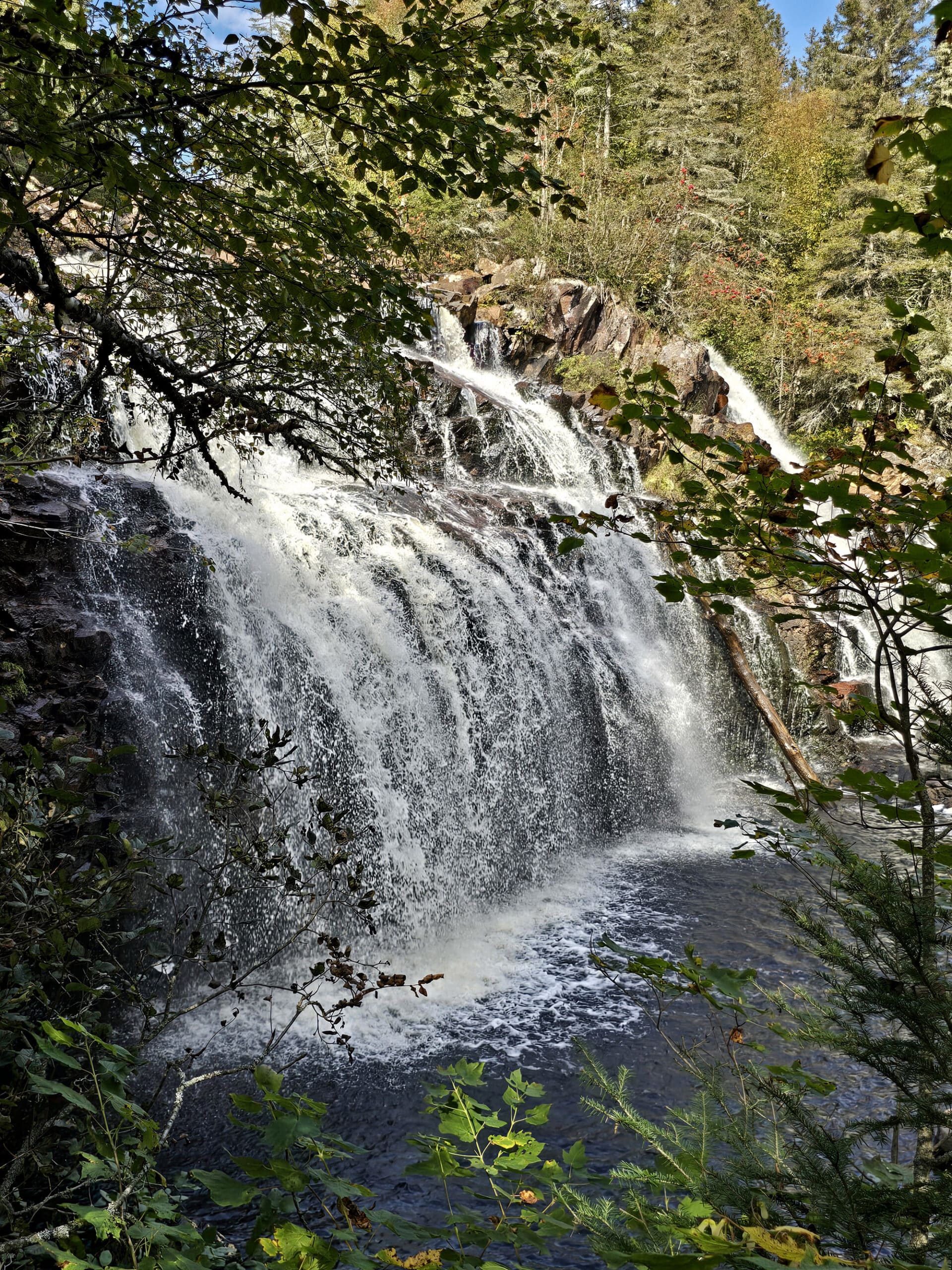 Mink Creek Falls, as viewed from the base of the falls.