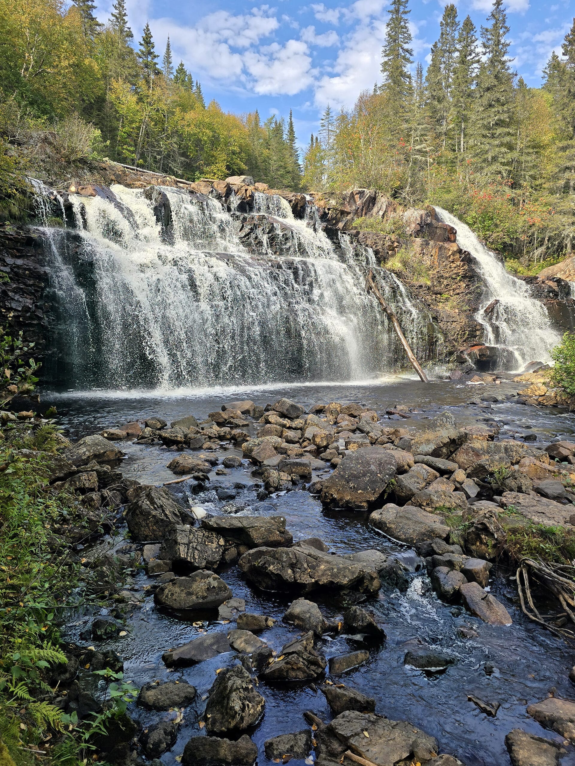 Mink Creek Falls, as viewed from the base of the falls.