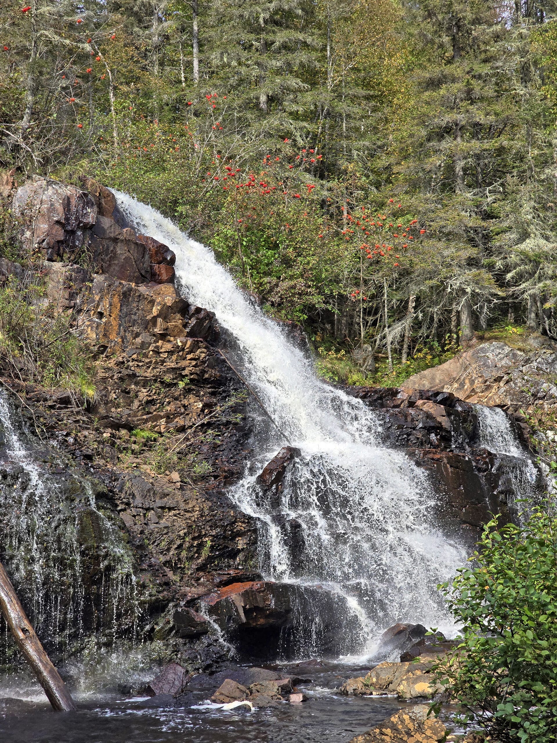 Mink Creek Falls, as viewed from the base of the falls.