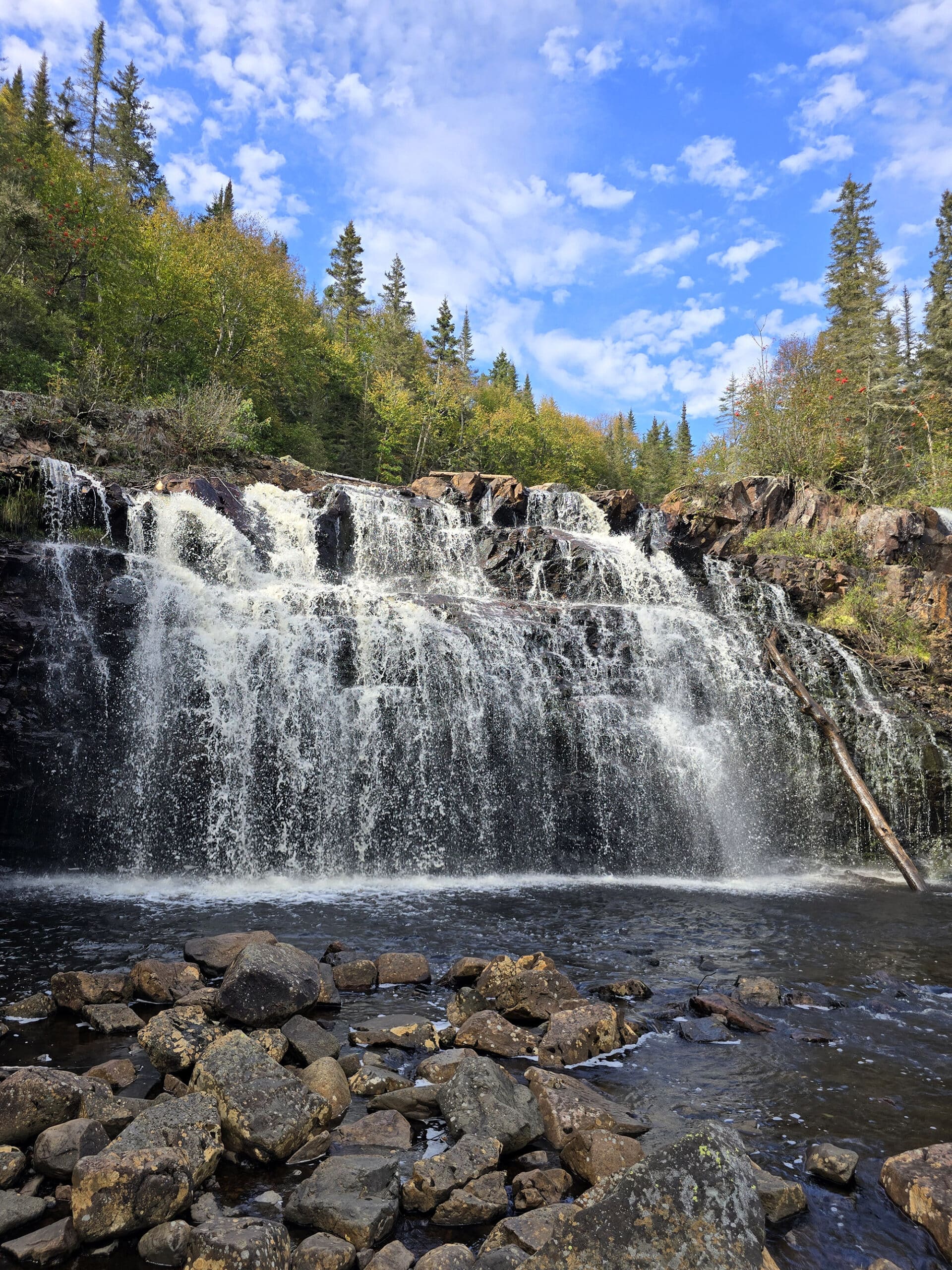 Mink Creek Falls, as viewed from the base of the falls.