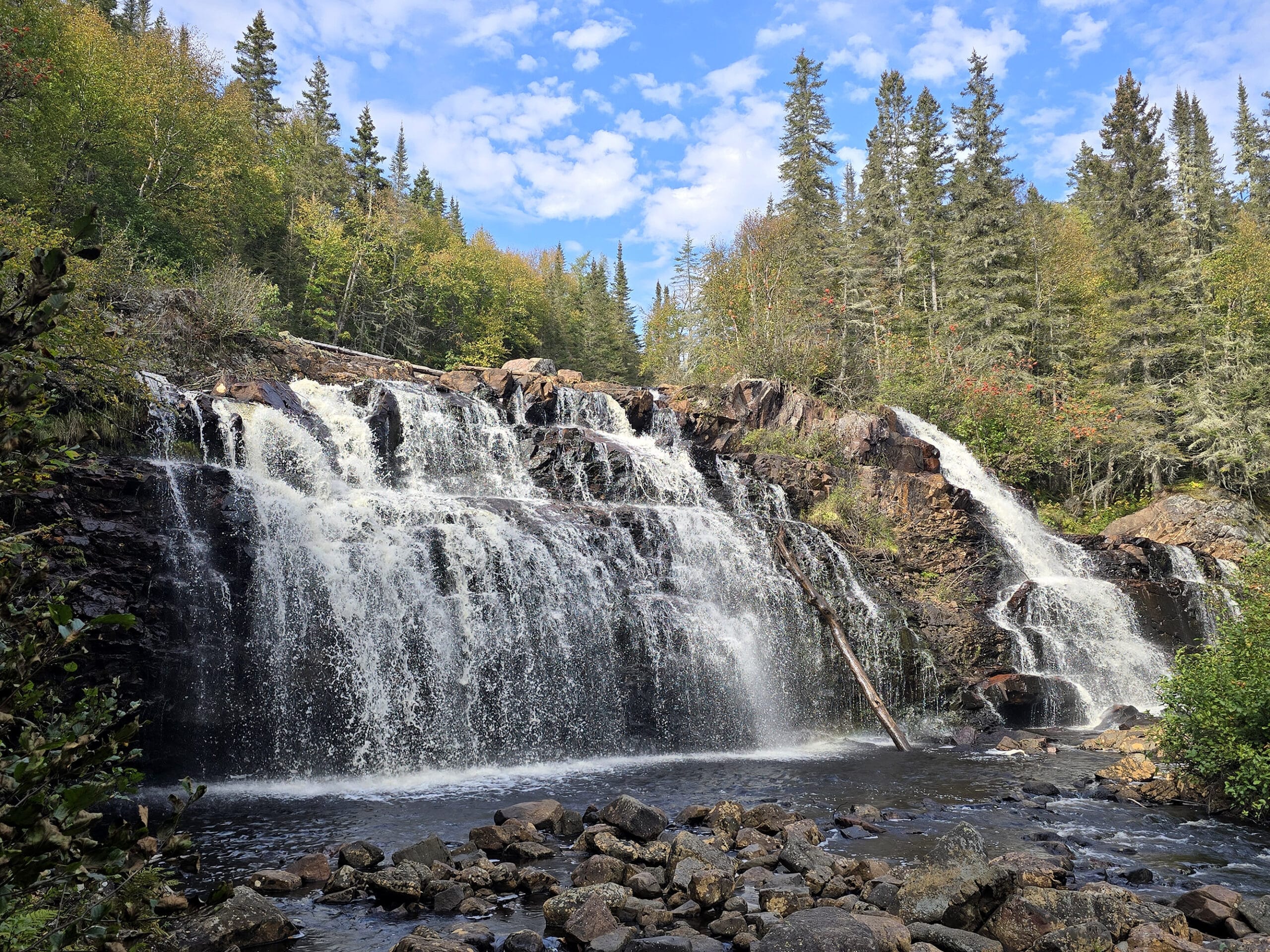 Mink Creek Falls, as viewed from the base of the falls.