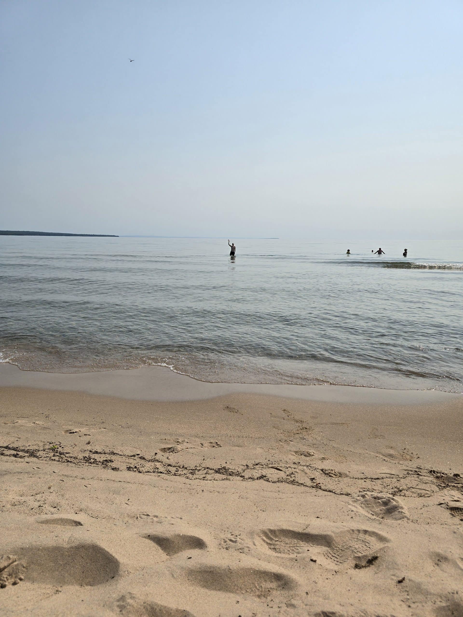 The beach at pancake bay provincial park.