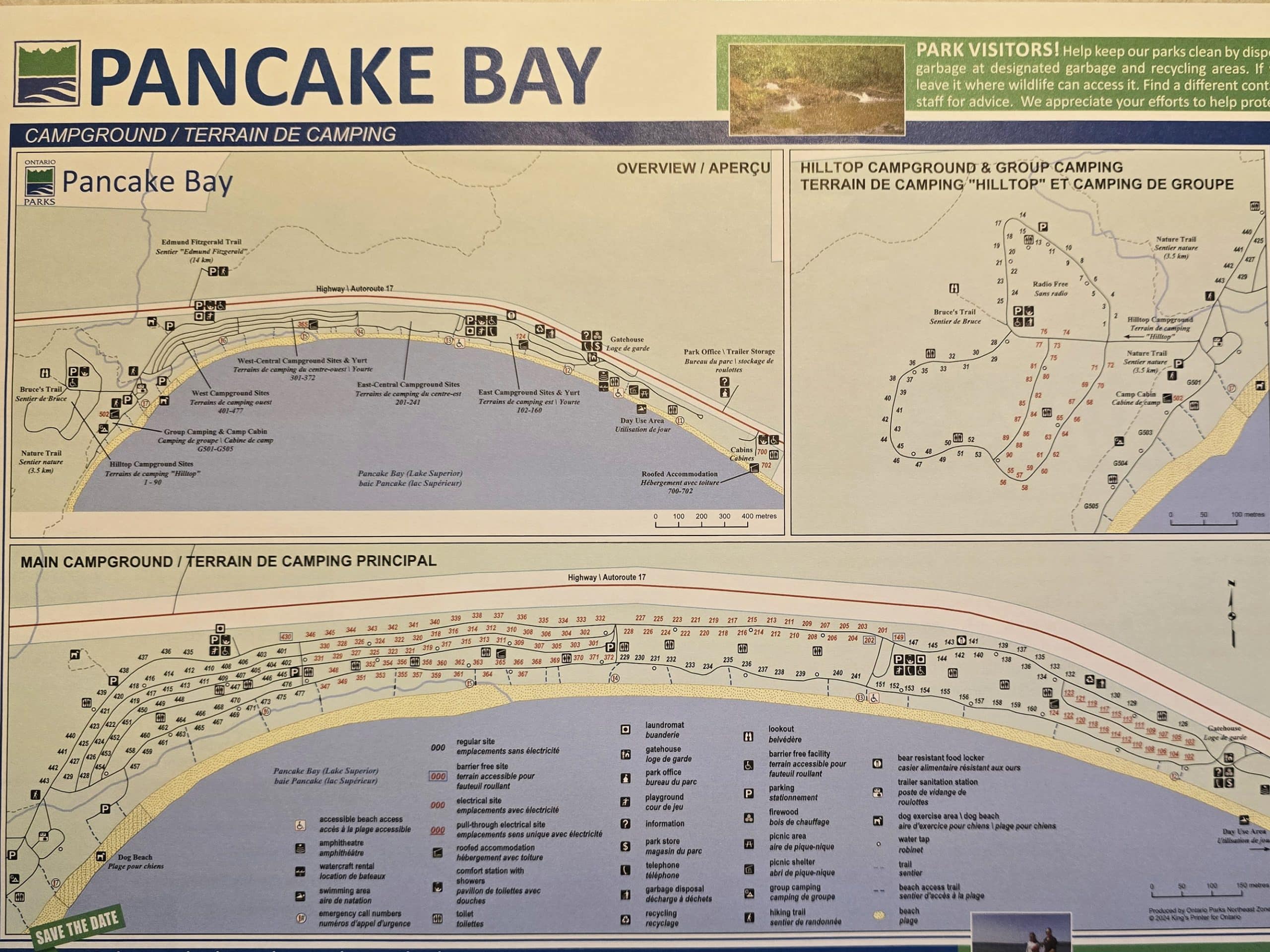 The pancake bay provincial park map.