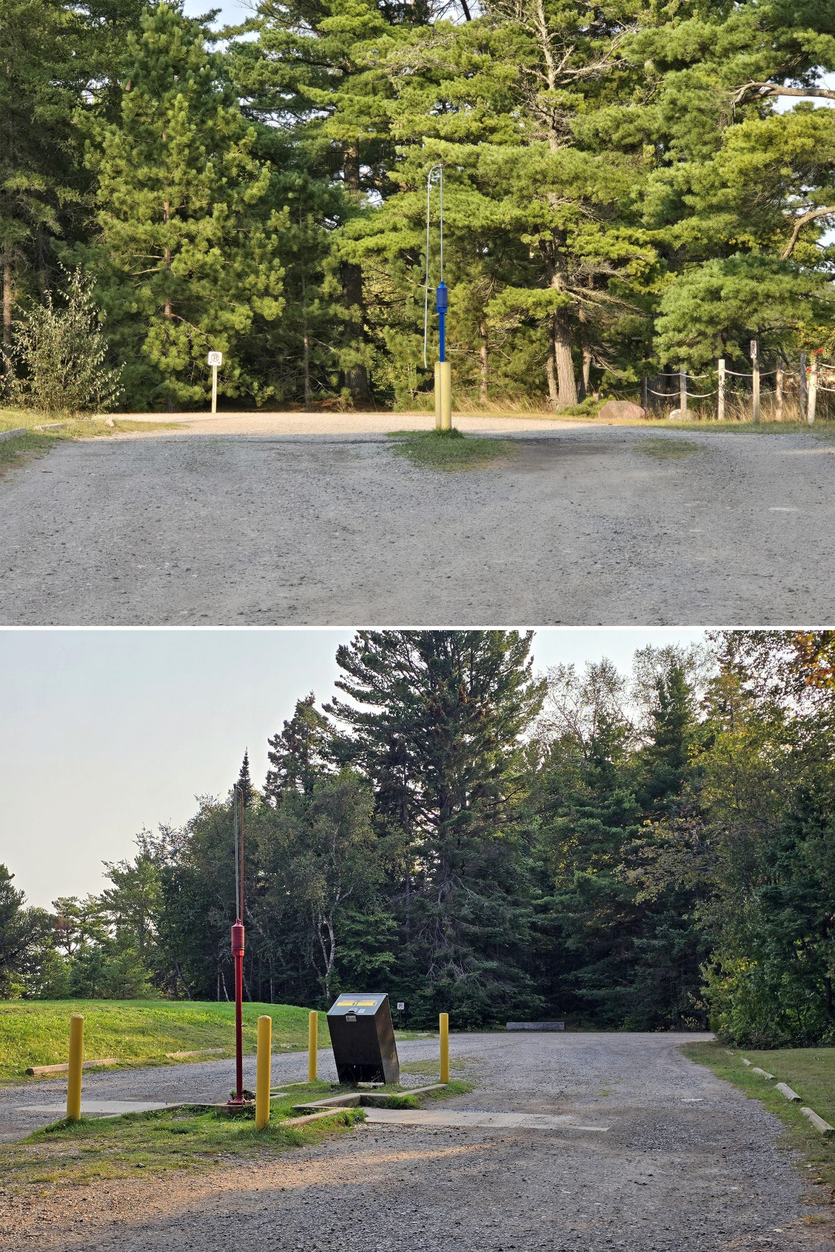 2 part image showing the pancake bay campground trailer sanitation station.