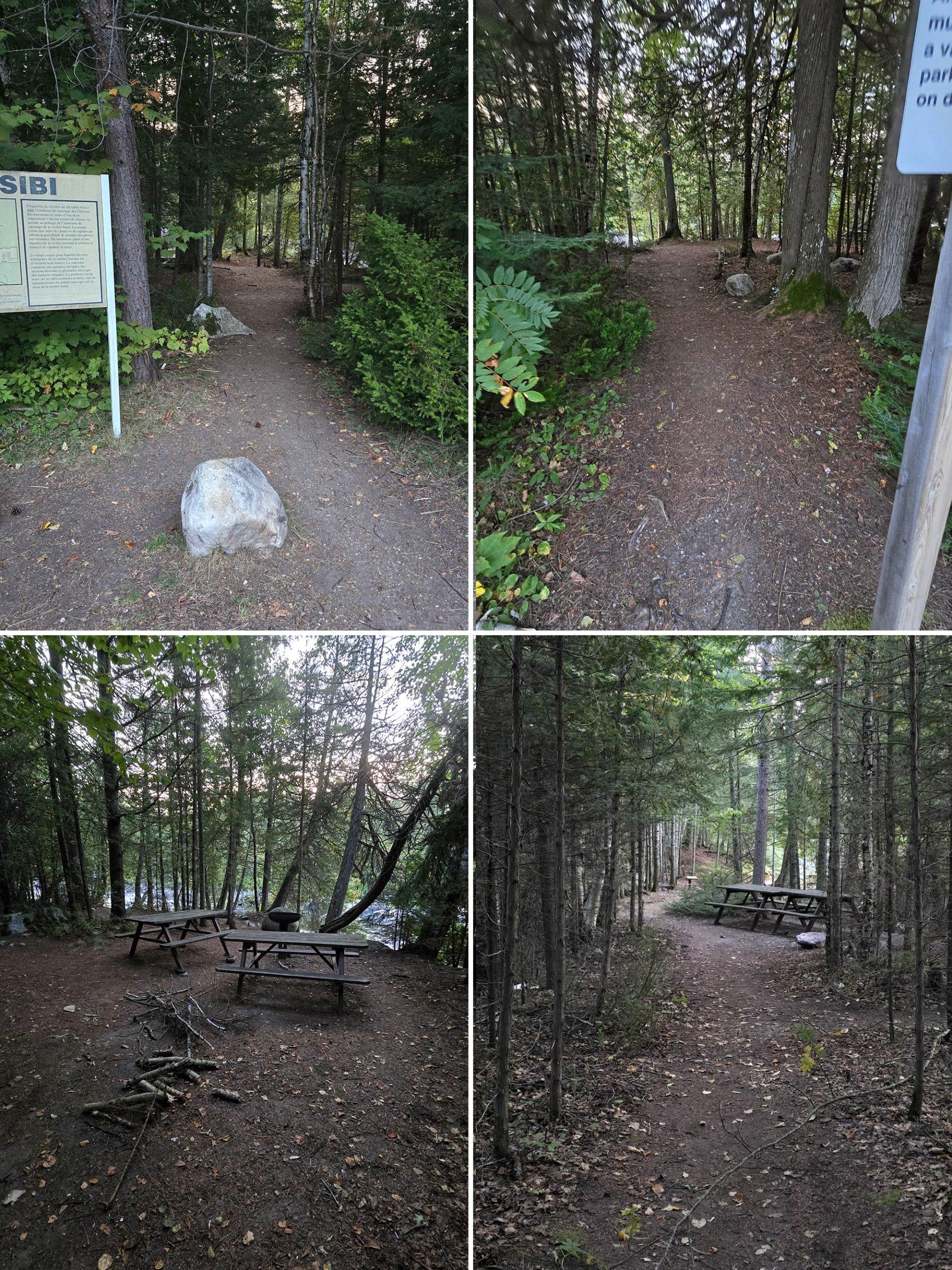 4 part image showing the picnic and day use area at sand river.