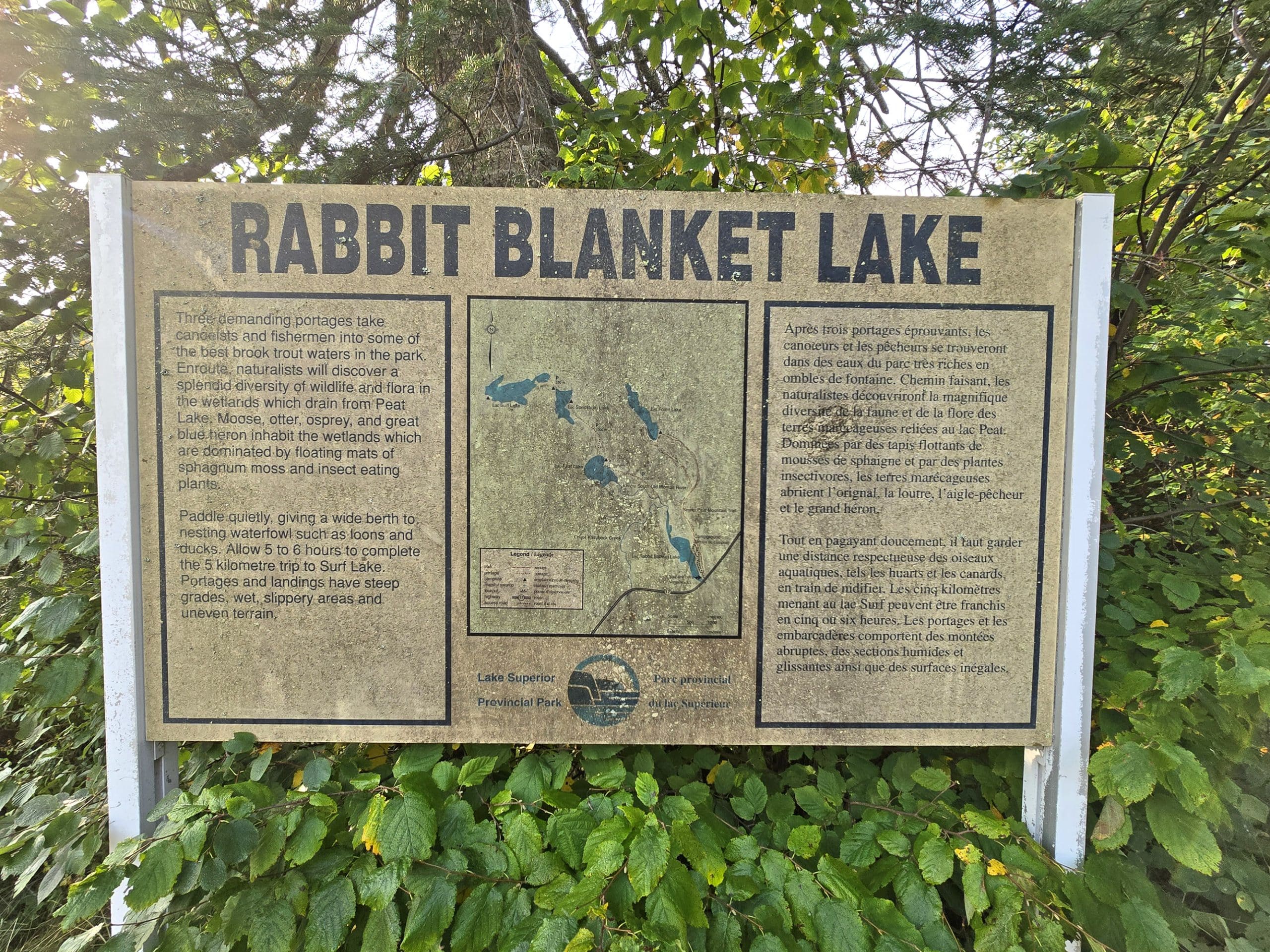 The Rabbit Blanket Lake Sign.