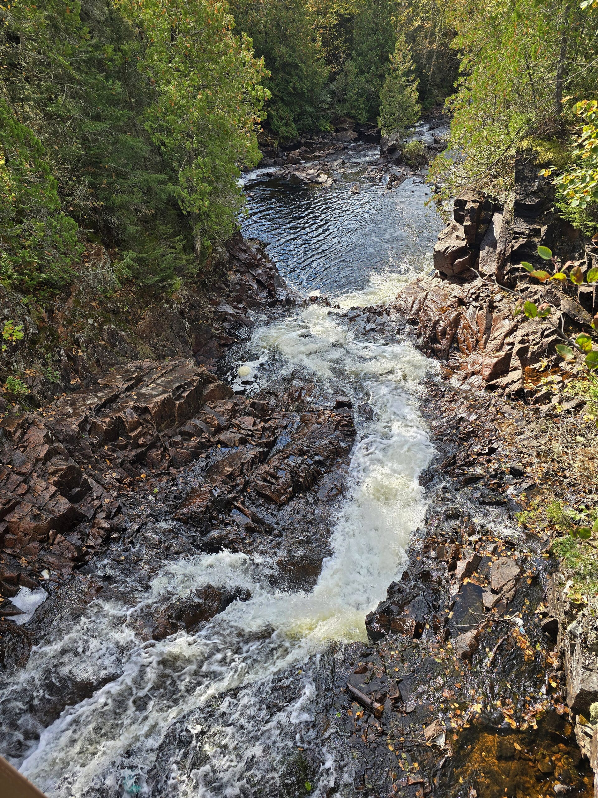 One set of waterfalls at Rainbow Falls Provincial Park.