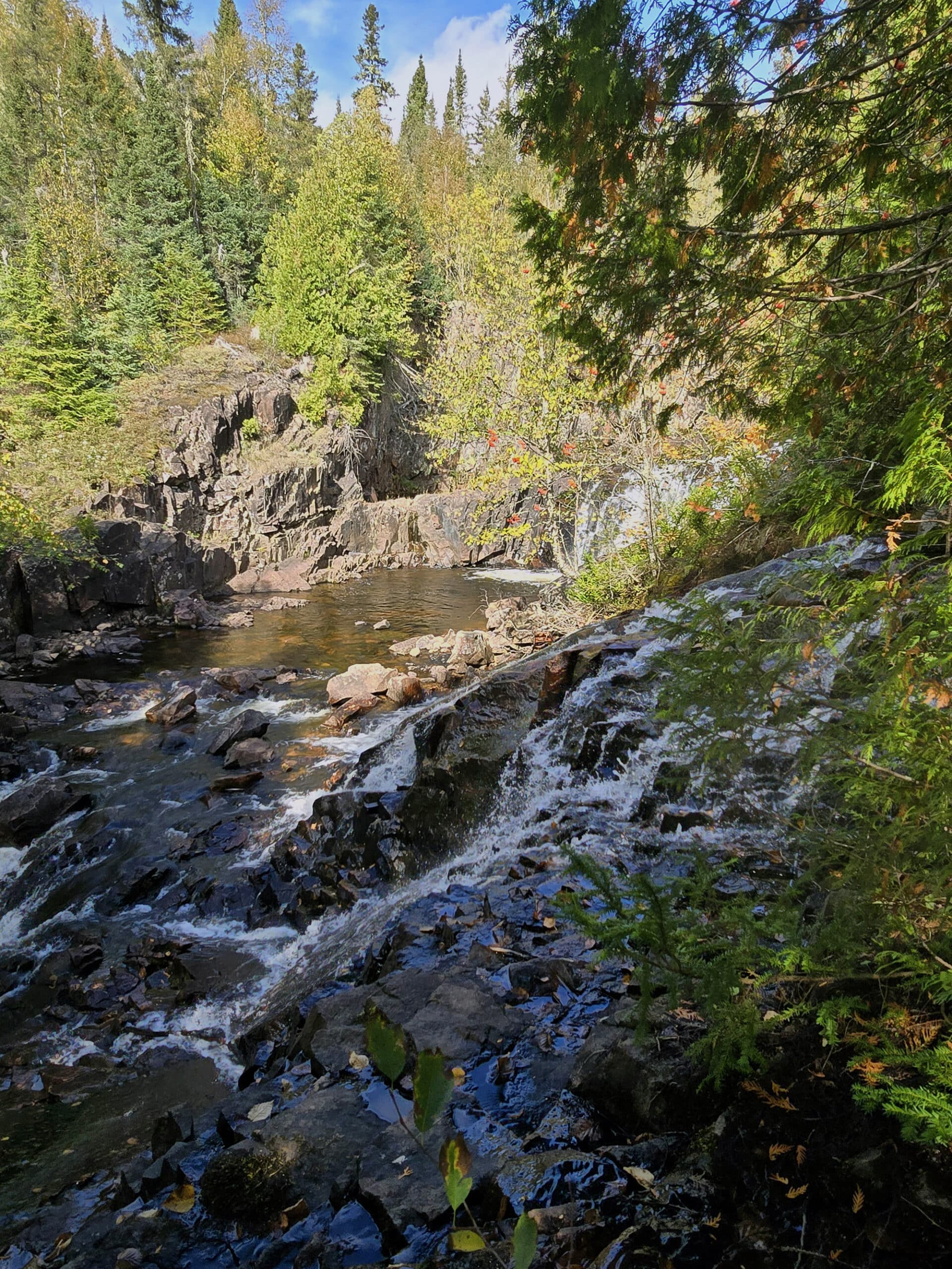 One set of waterfalls at Rainbow Falls Provincial Park.