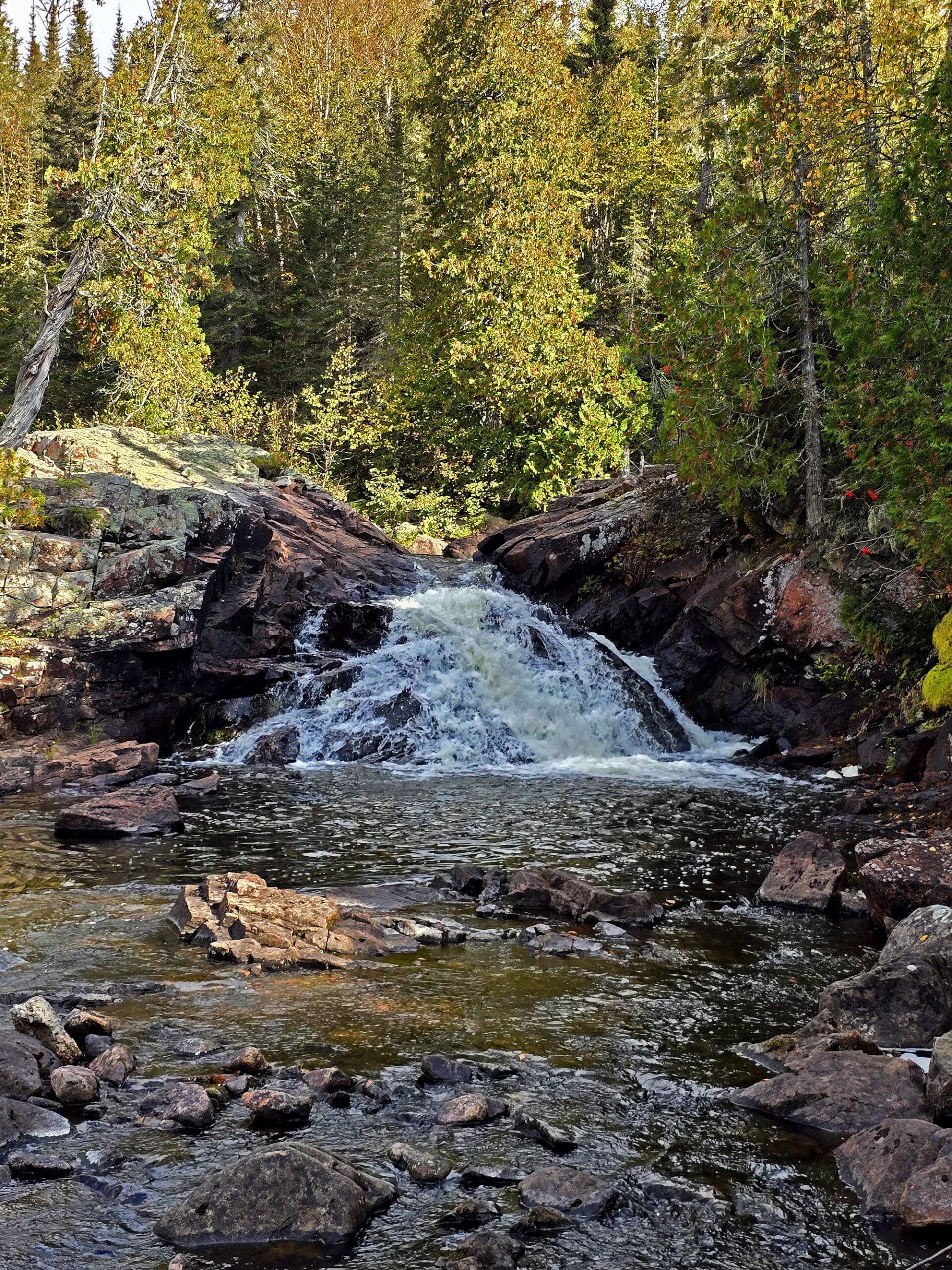 One set of waterfalls at Rainbow Falls Provincial Park.