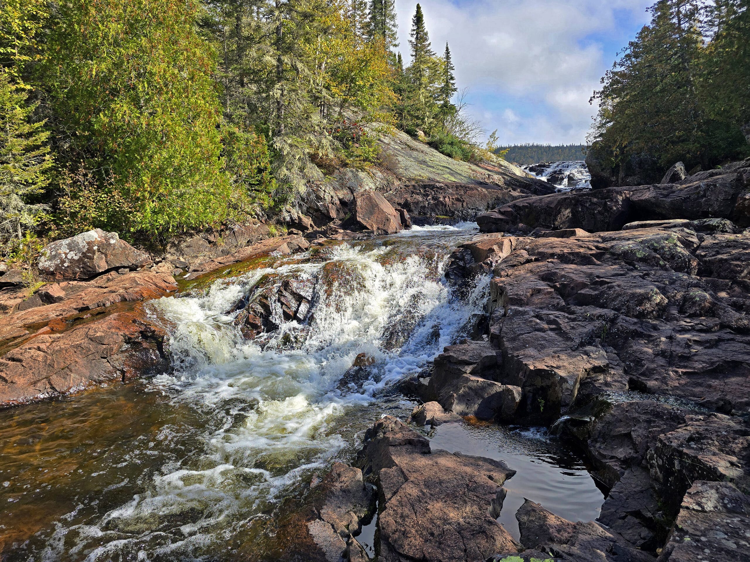 One set of waterfalls at Rainbow Falls Provincial Park.