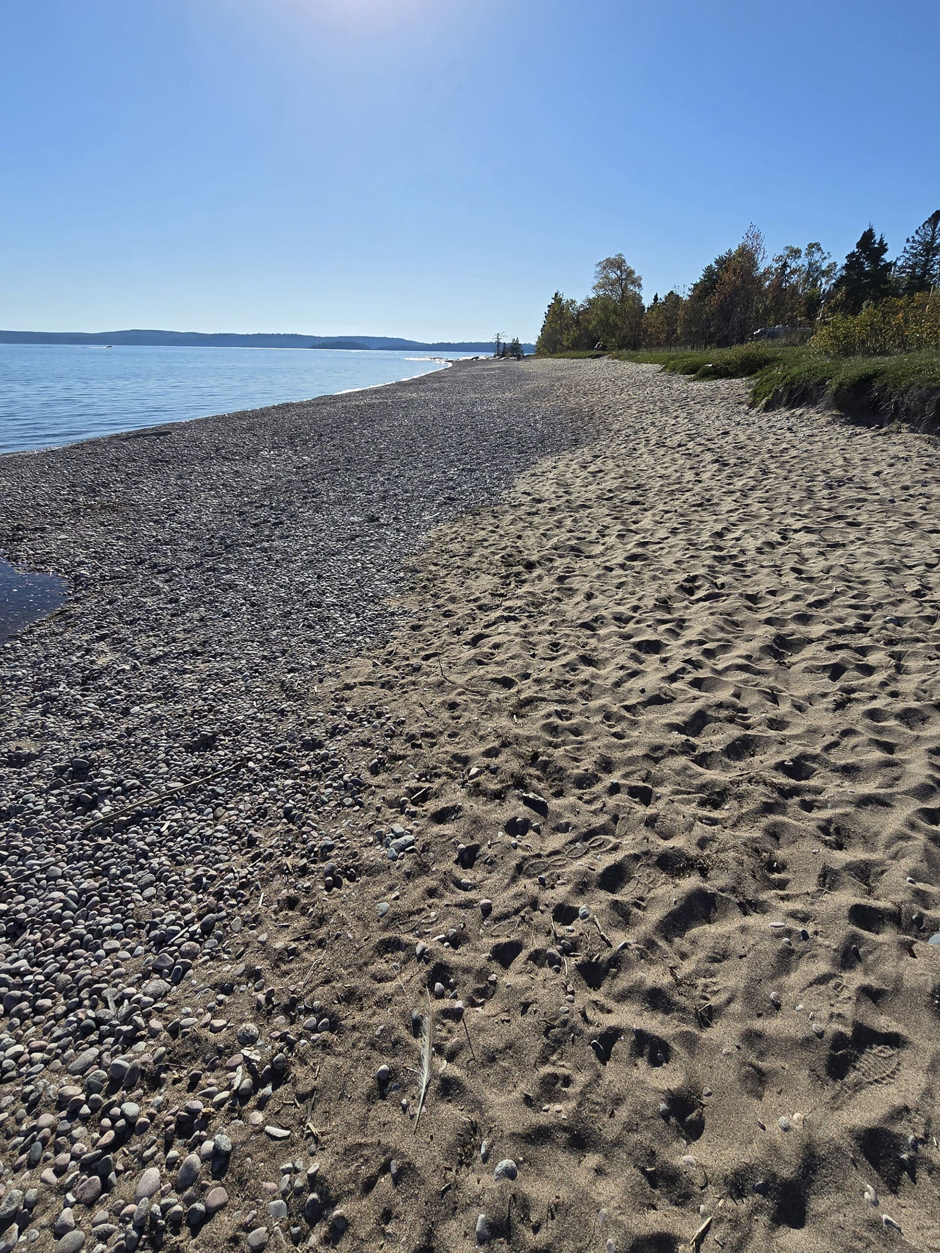 A rocky beach on lake superior.