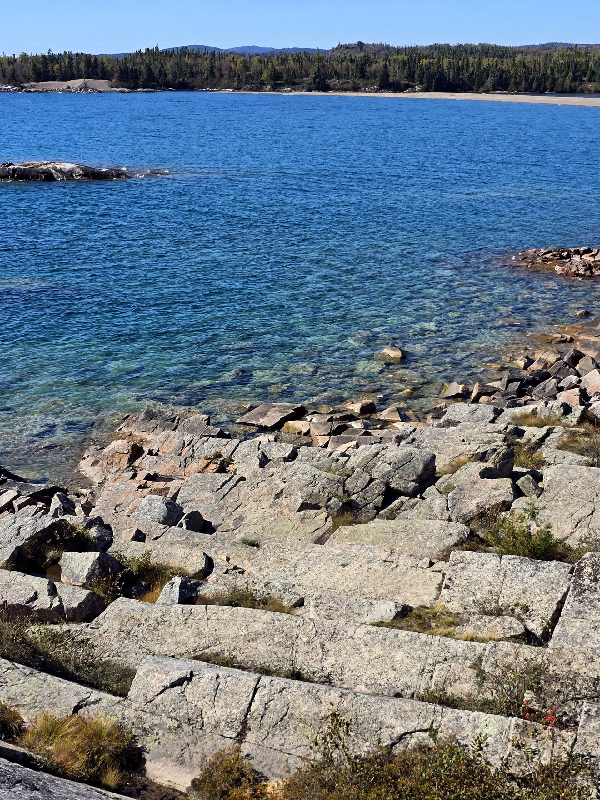 A rocky lake superior beach at terrace bay.