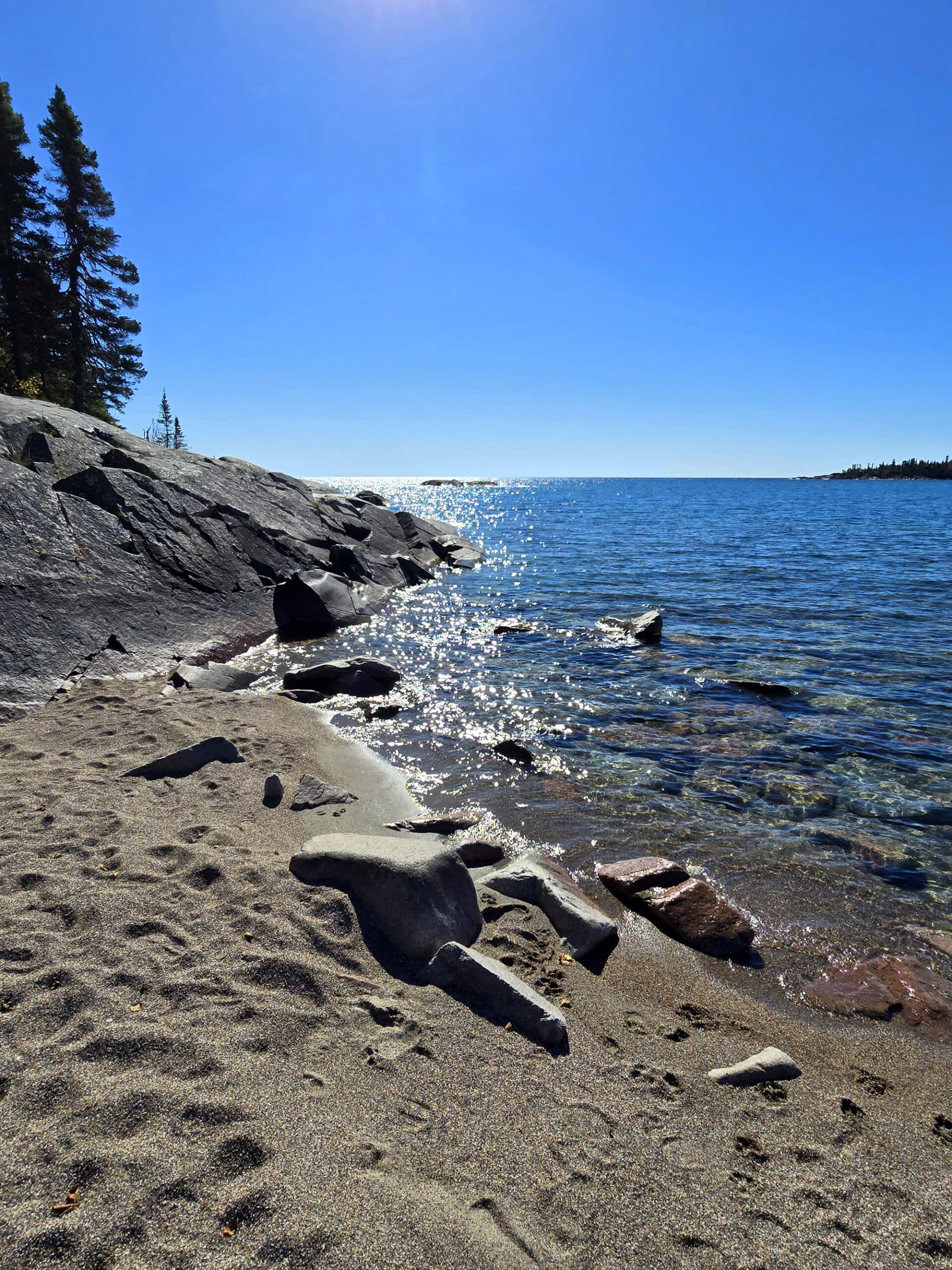 A rocky lake superior beach at terrace bay.