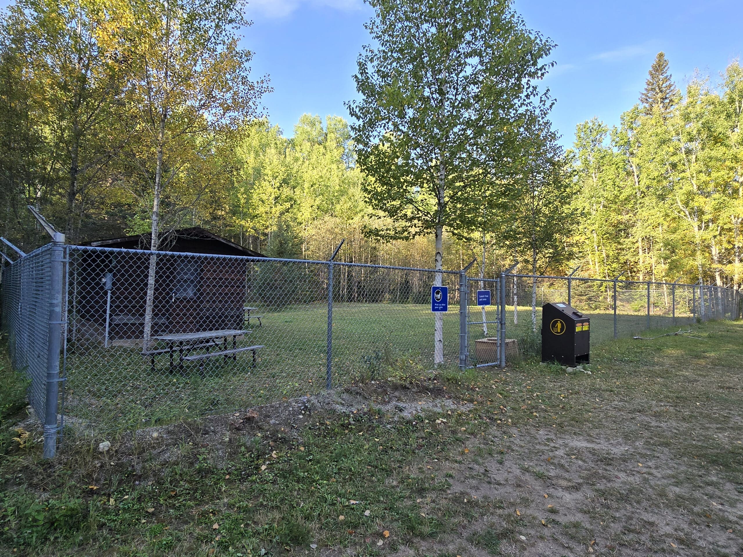 A gated off leash dog park at white lake provincial park.