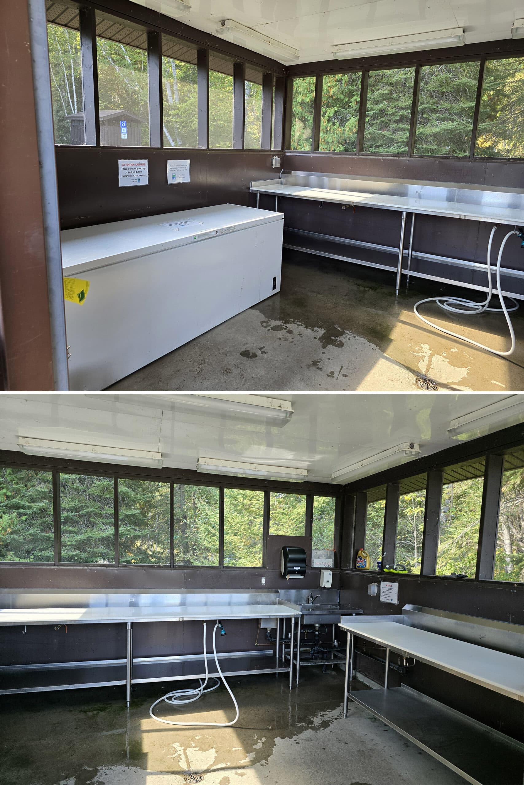 The interior of the white lake provincial park fish cleaning station.