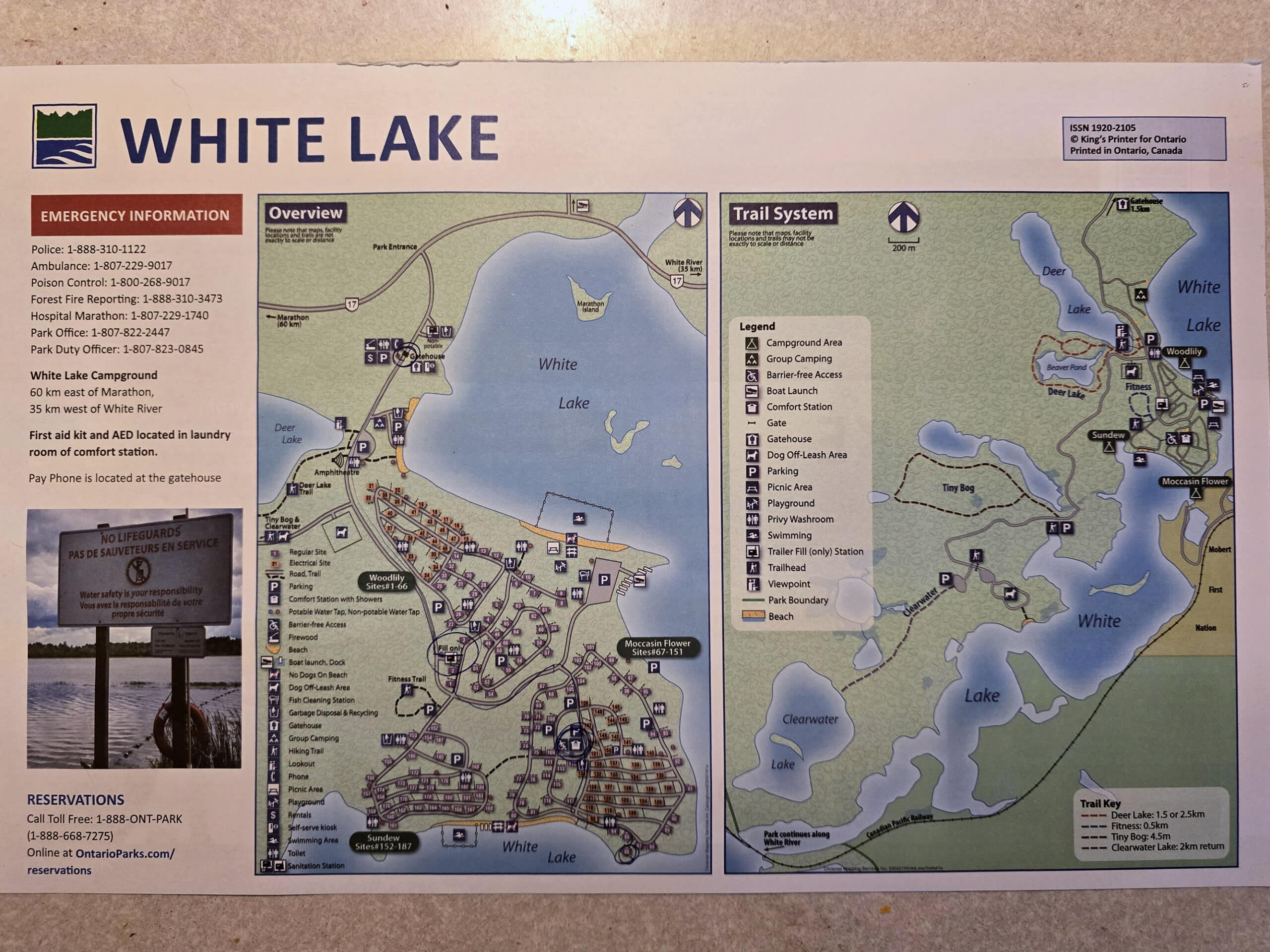 The white lake provincial park map.