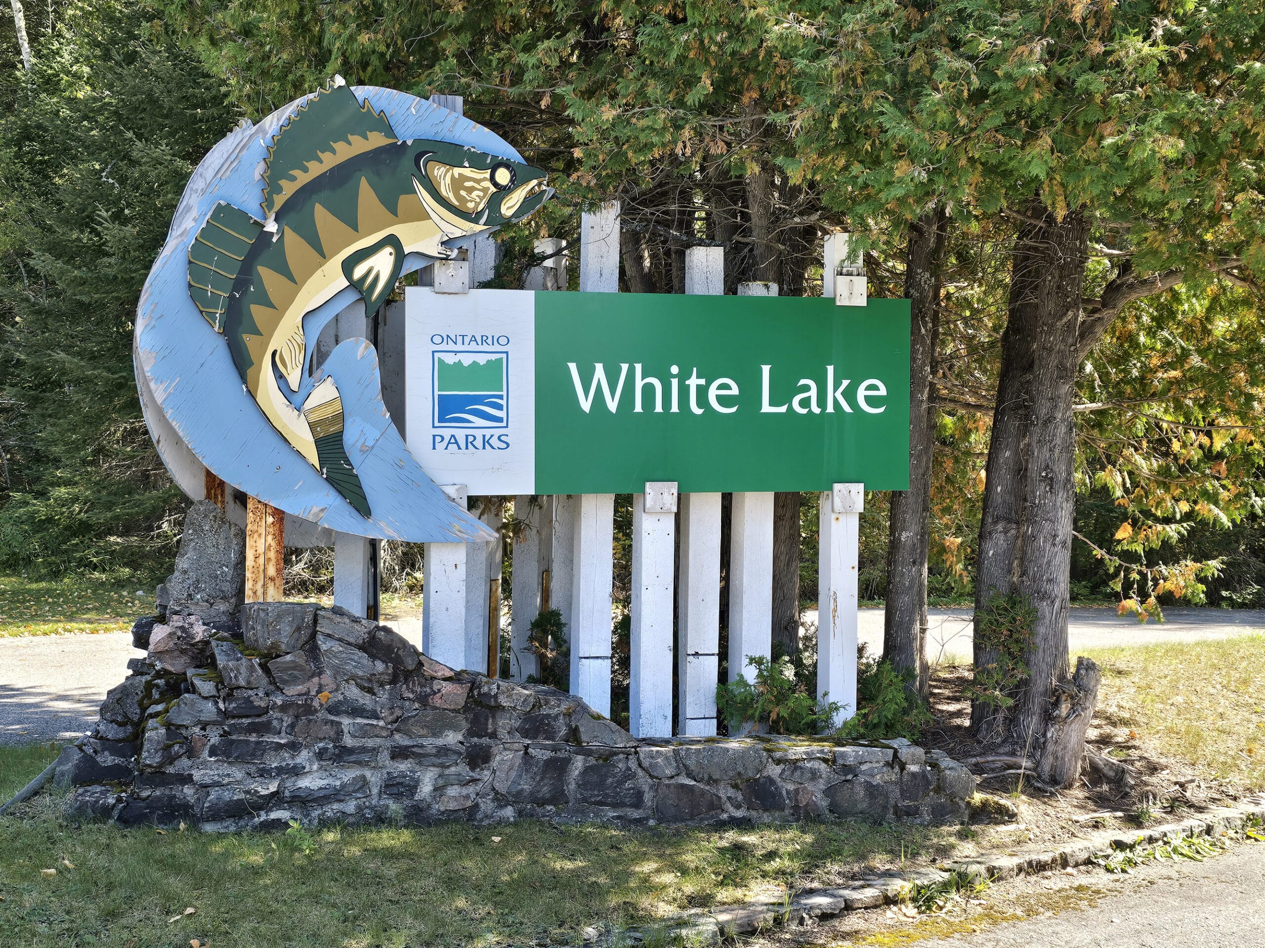 The white lake provincial park sign.