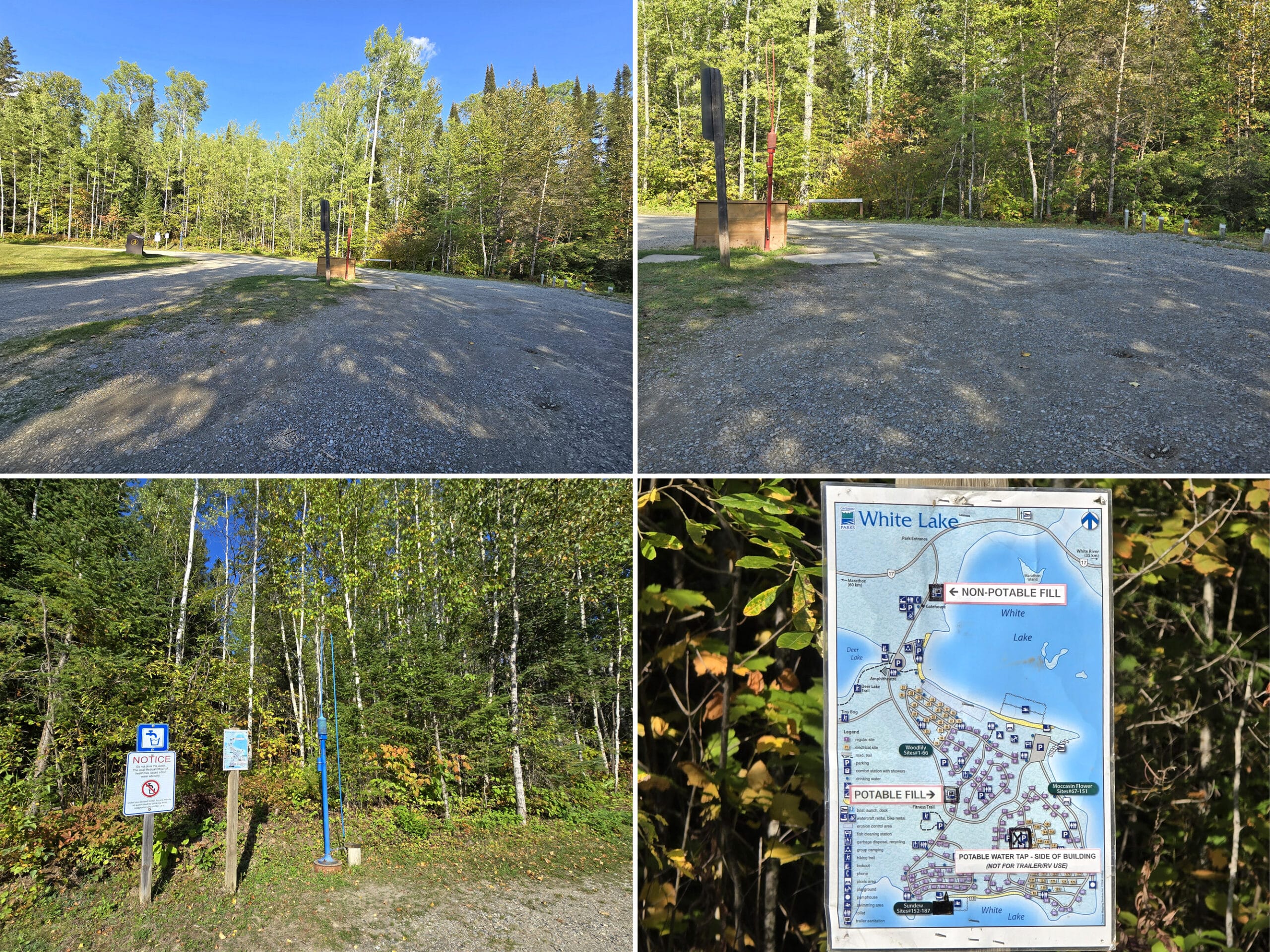 4 part image showing the trailer sanitation station.