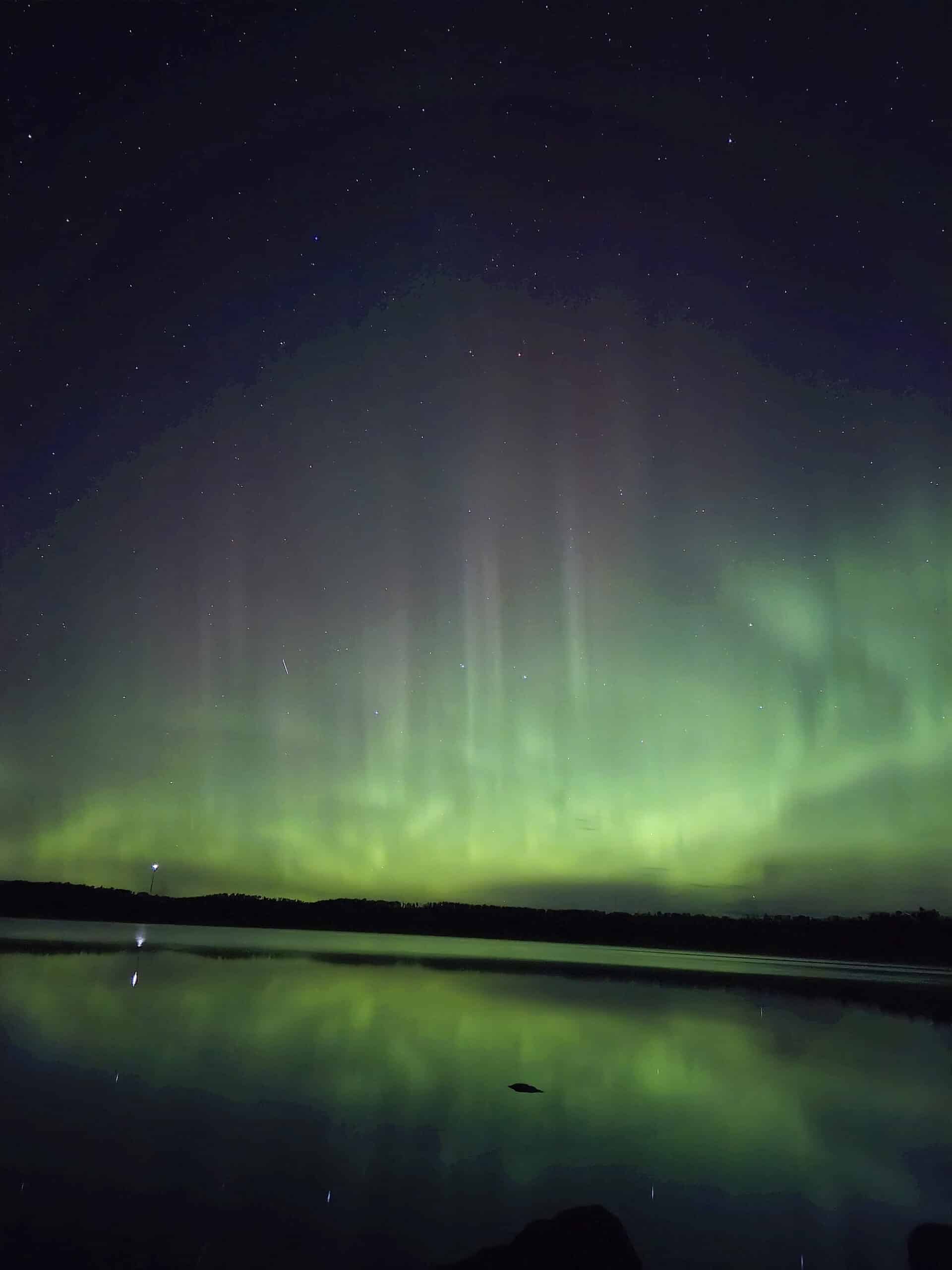 Bright northern lights display at Quetico Provincial Park.