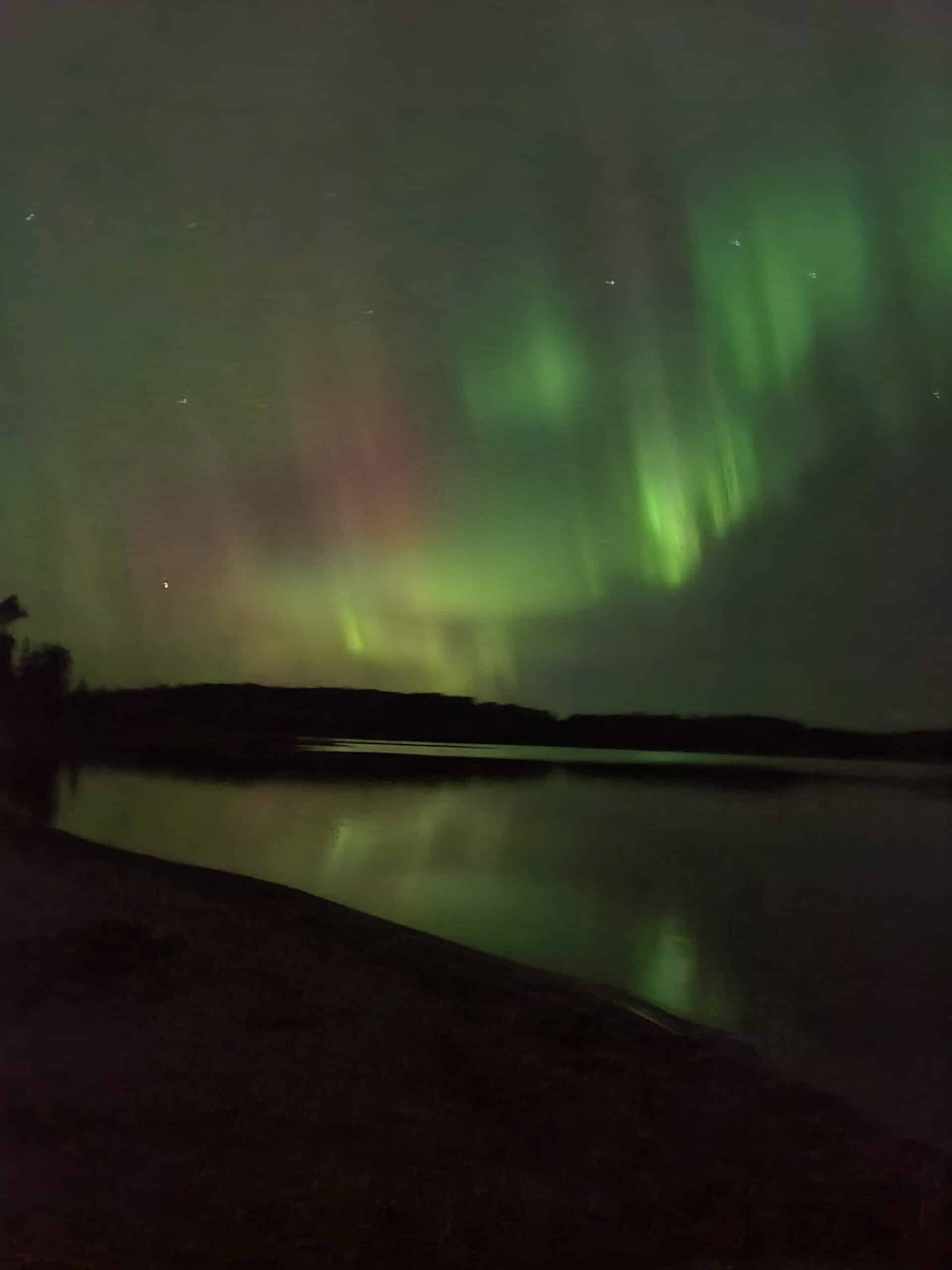 Bright northern lights display at Quetico Provincial Park.