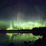 Bright northern lights display at Quetico Provincial Park.