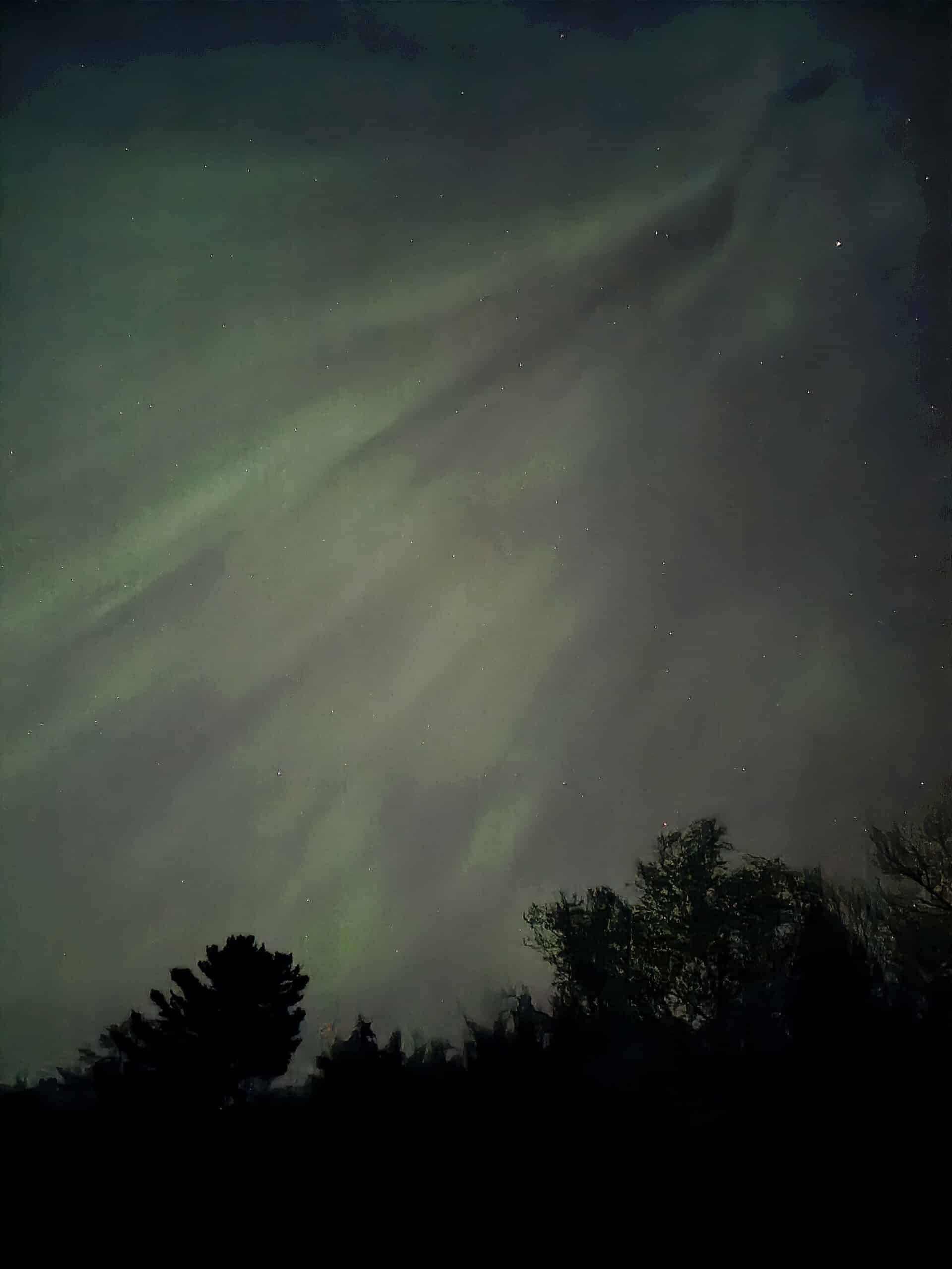 A bright aurora borealis display in Ontario.