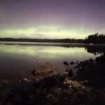 A bright green northern lights display in Ontario.