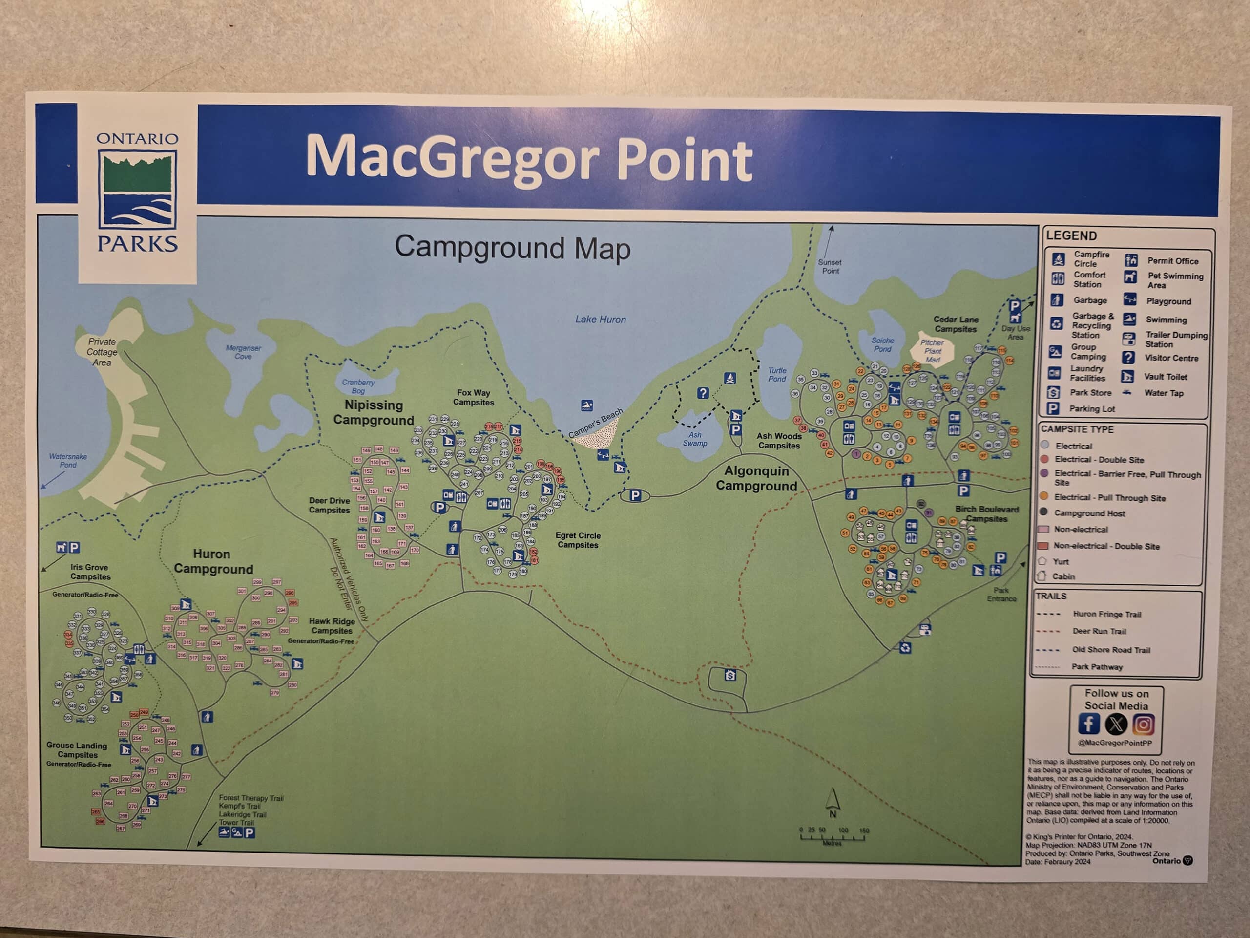 A photo of a printed park map.