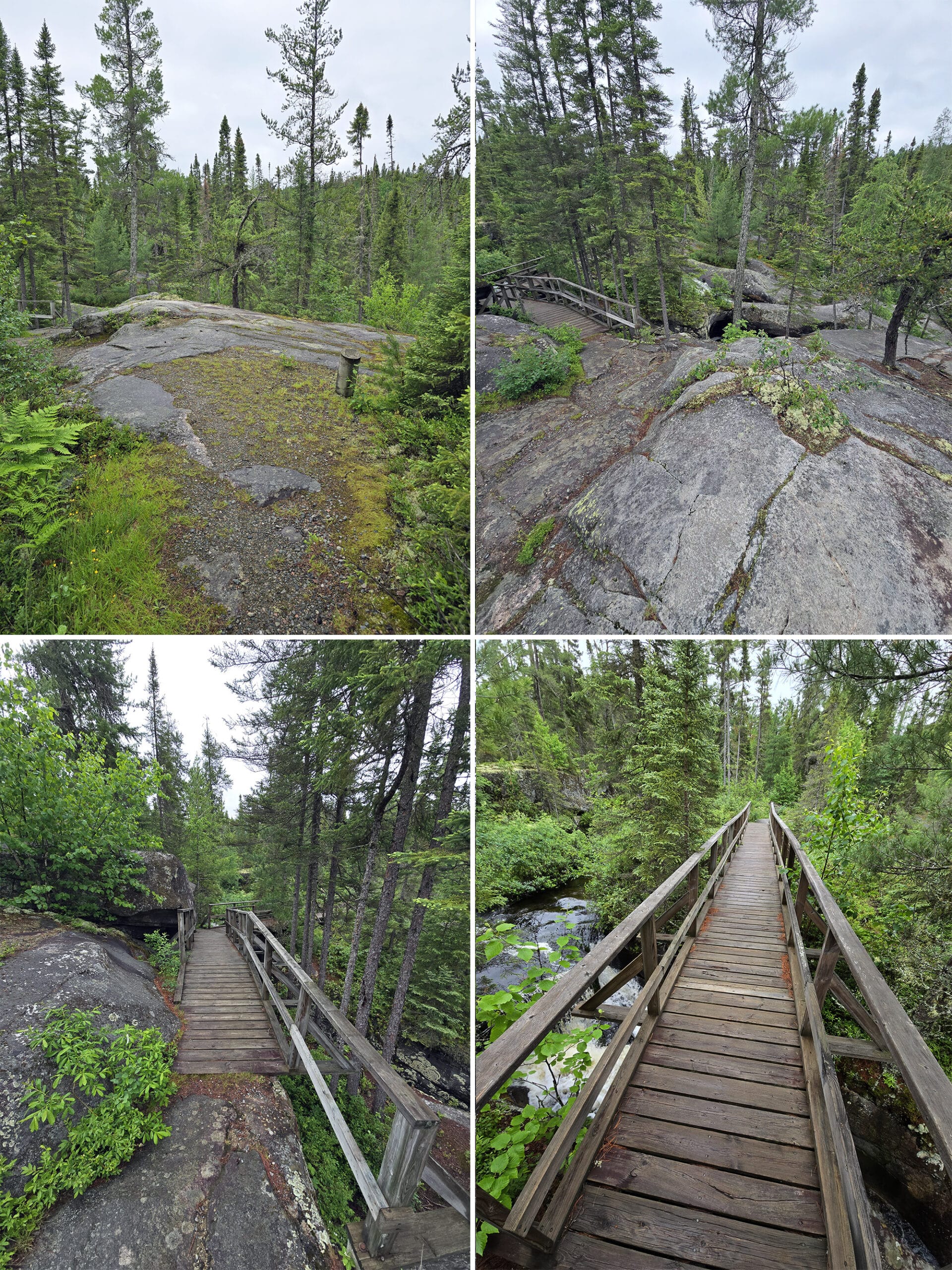 4 part image showing various views along the Potholes Trail at Potholes Provincial Park.