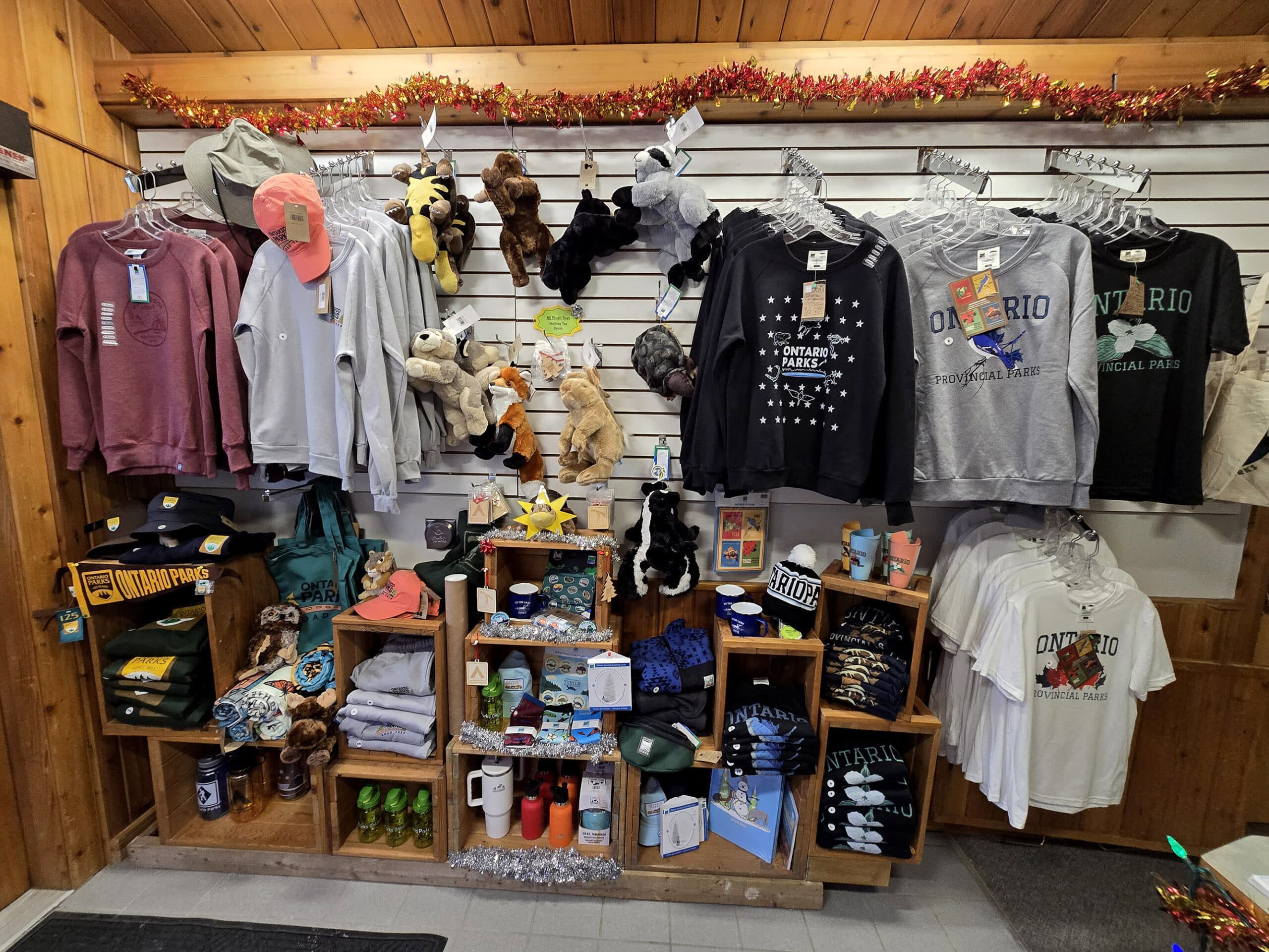 A wall of Ontario Parks Merchandise.