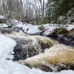 Stubb's Falls waterfall in winter.