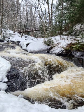 Stubb's Falls waterfall in winter.