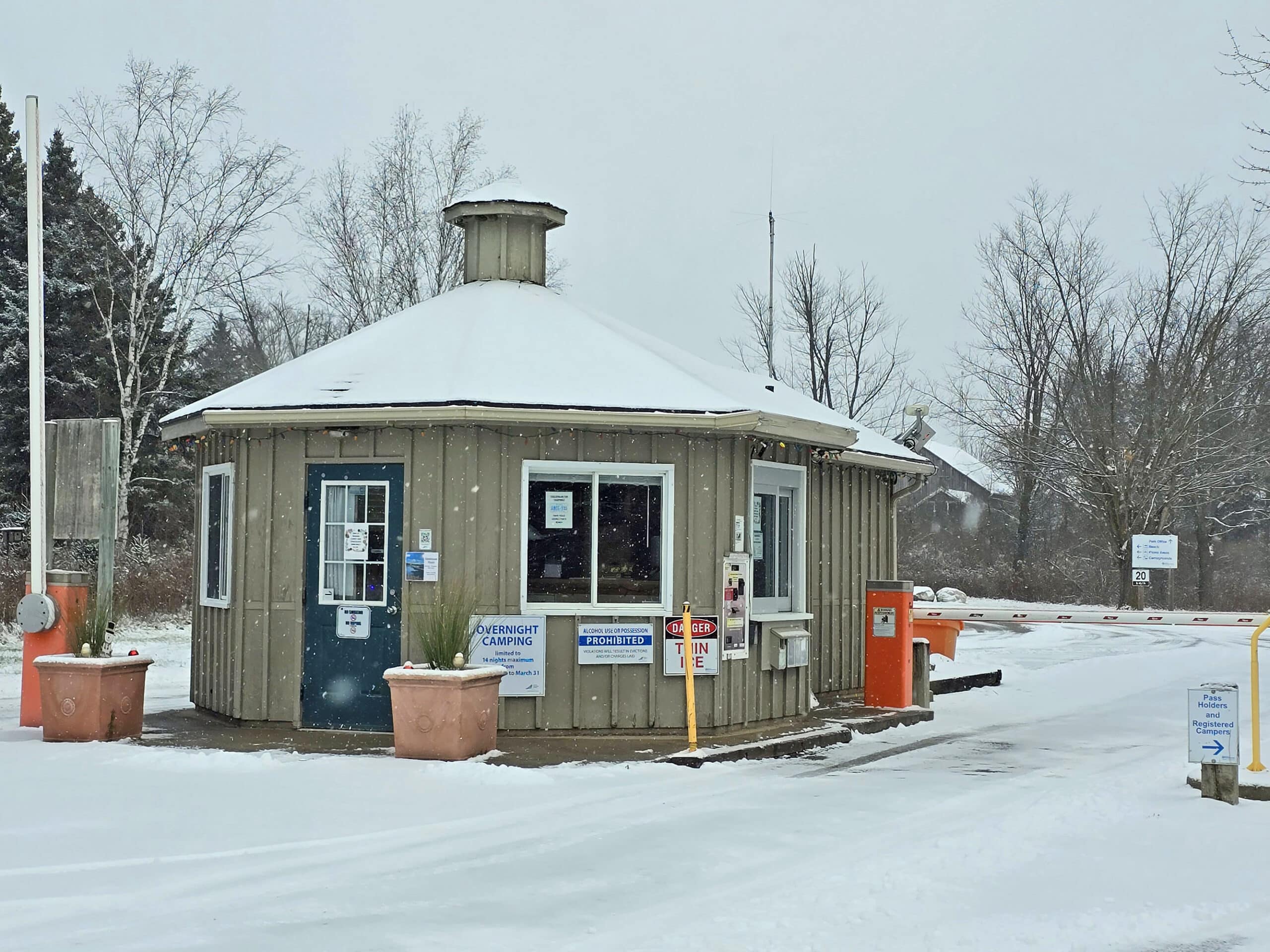 The front gate at valens lake conservation area.