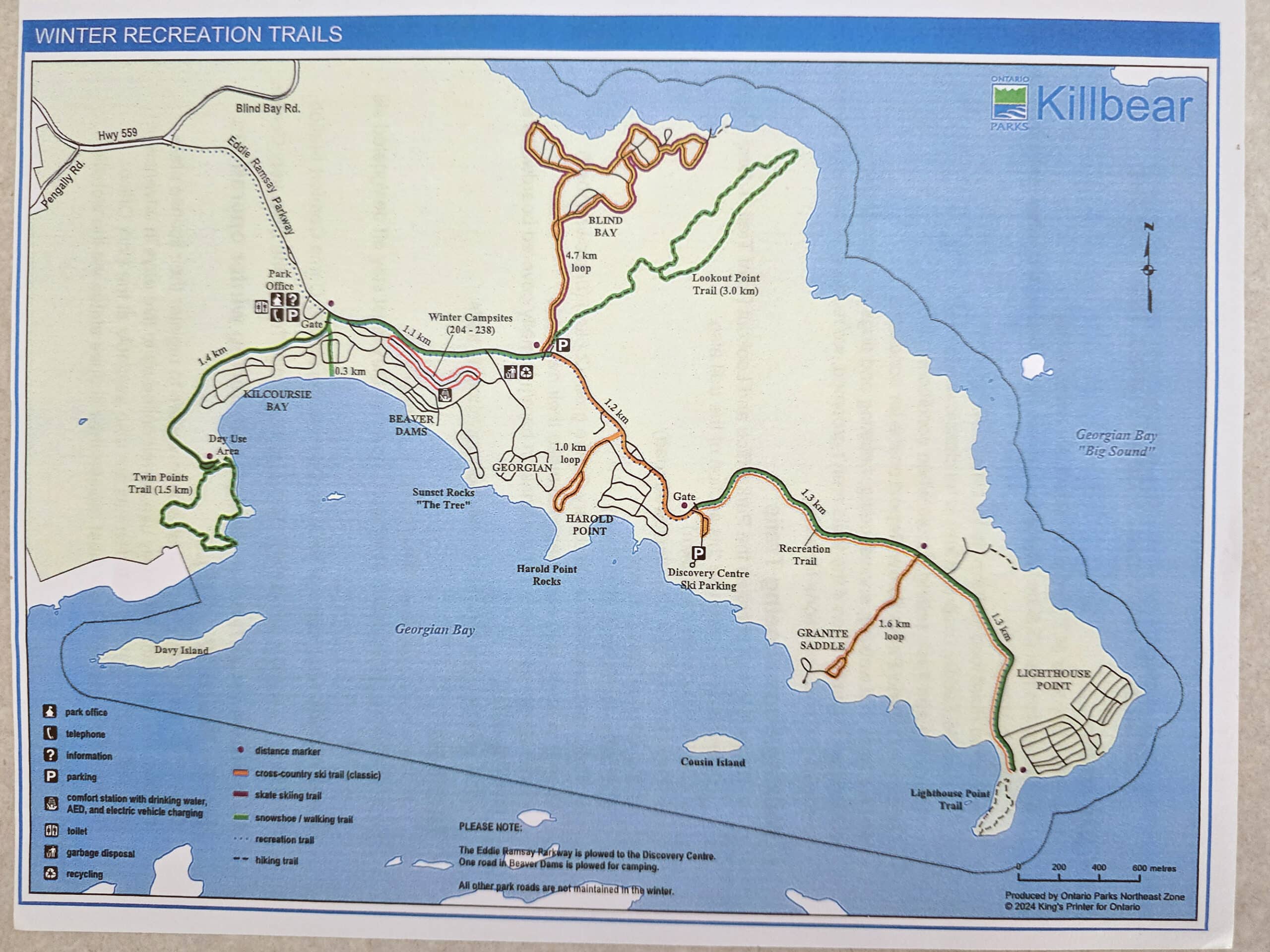 The Killbear Provincial Park Map.