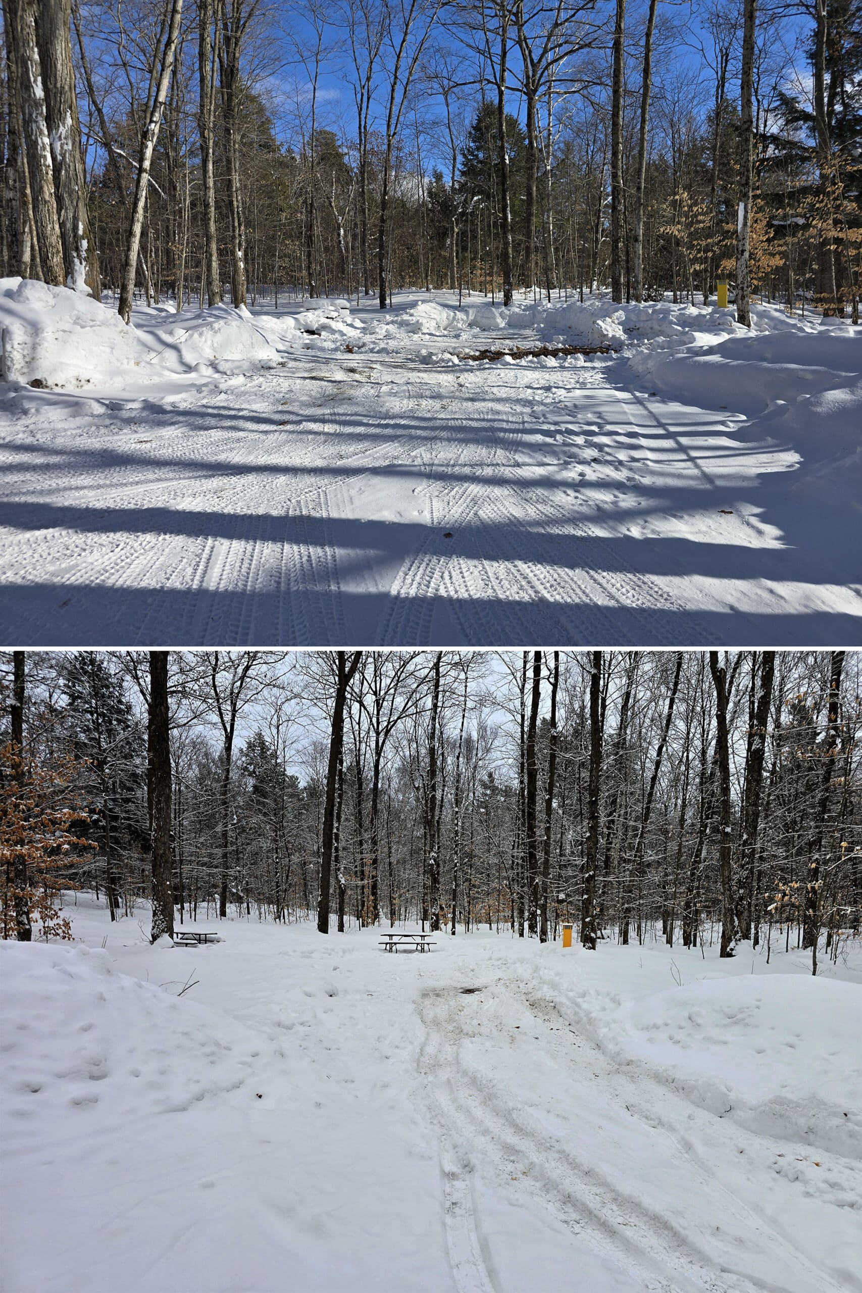 2 part image showing a well plowed site, and a barely plowed site.