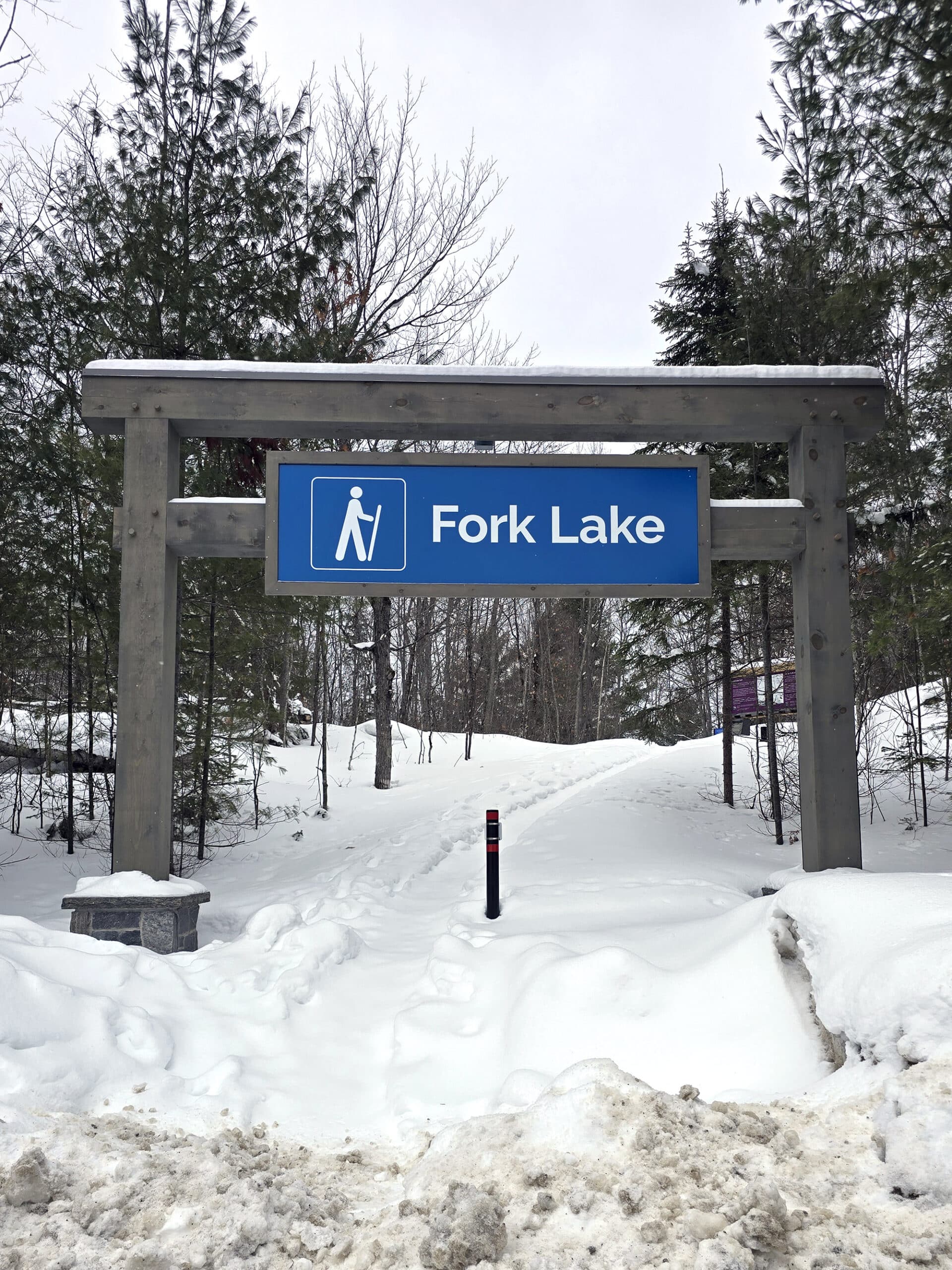 The Trailhead sign for Fork Lake Trail in Algonquin Provincial Park