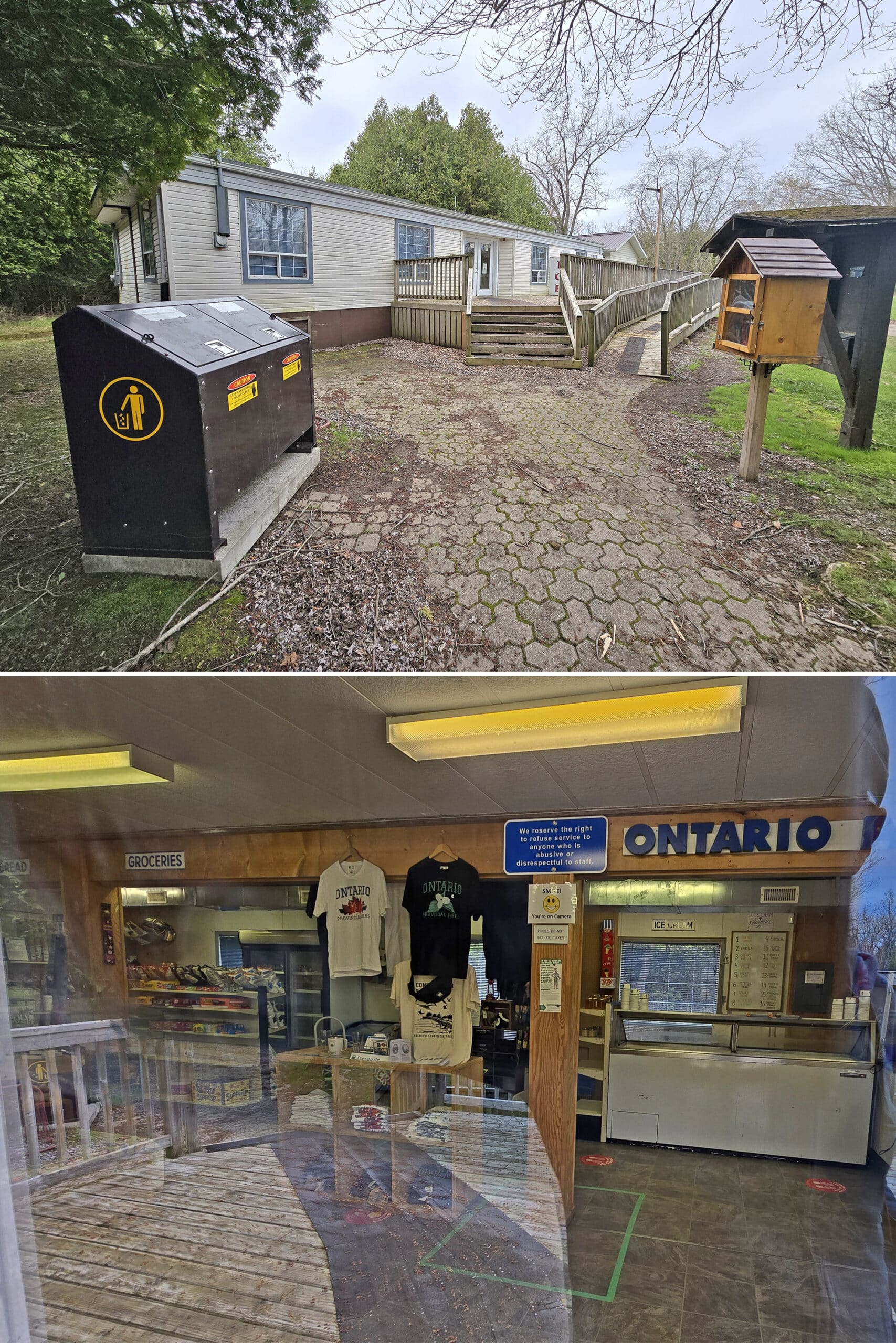 2 part image showing the main park store.