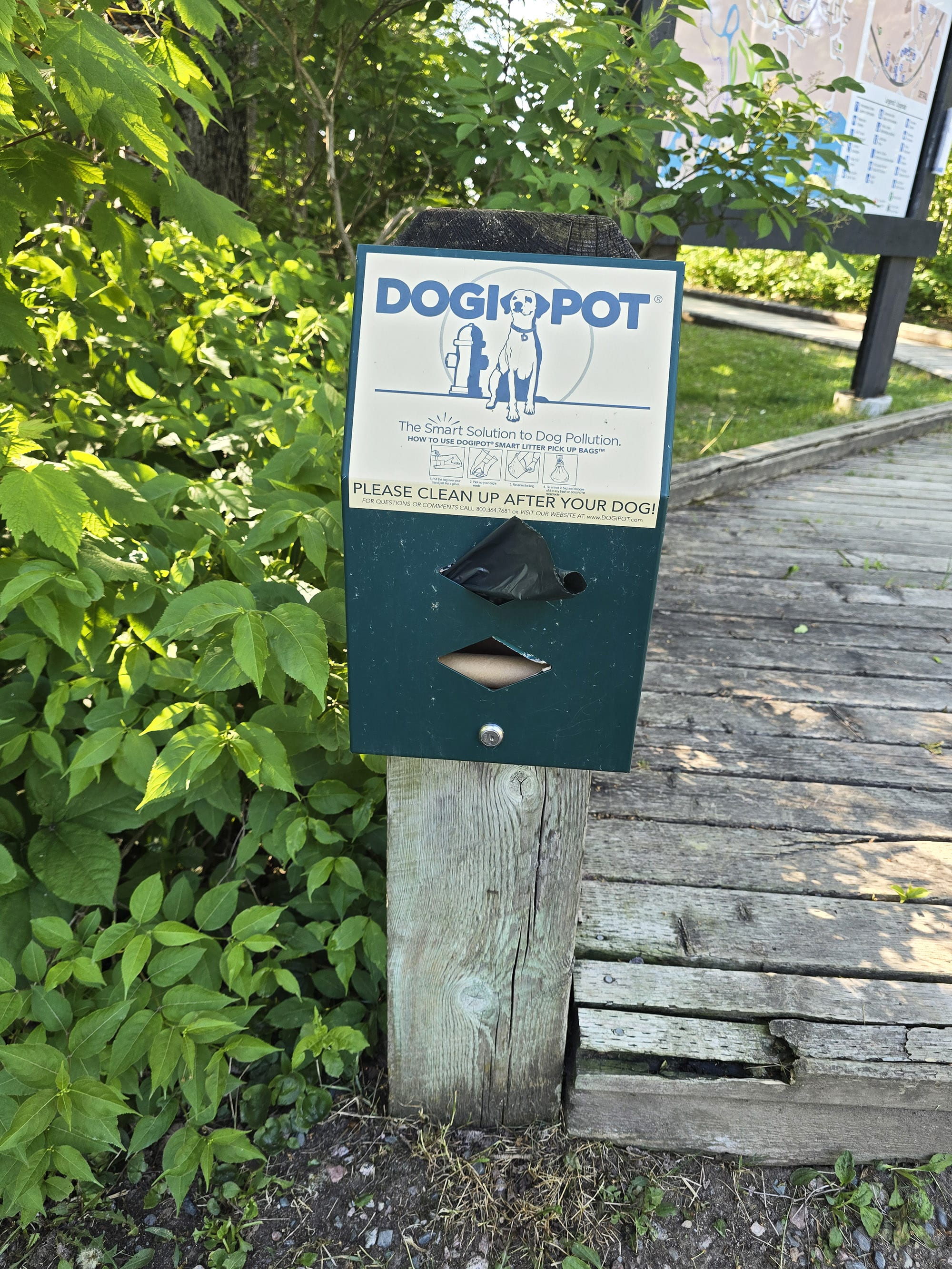 A dog poop baggie dispenser.