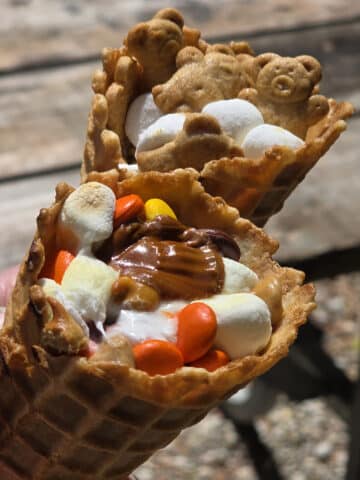 2 waffle cone smores.