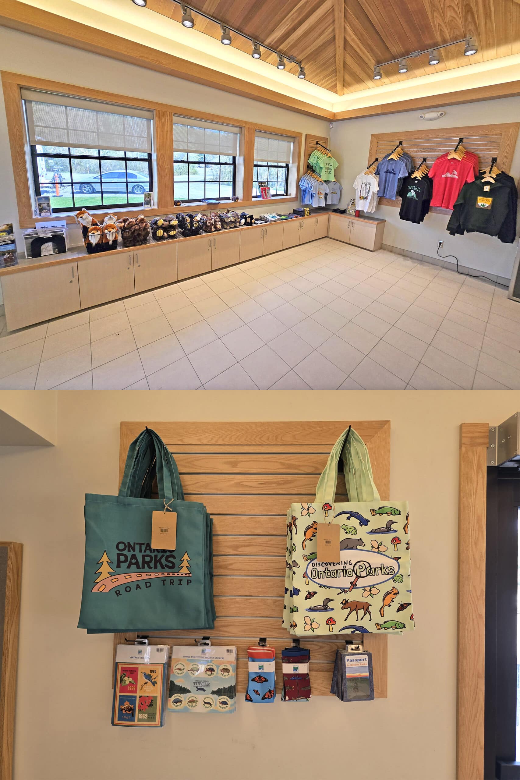 2 part image showing the Oastler Lake Provincial Park store.