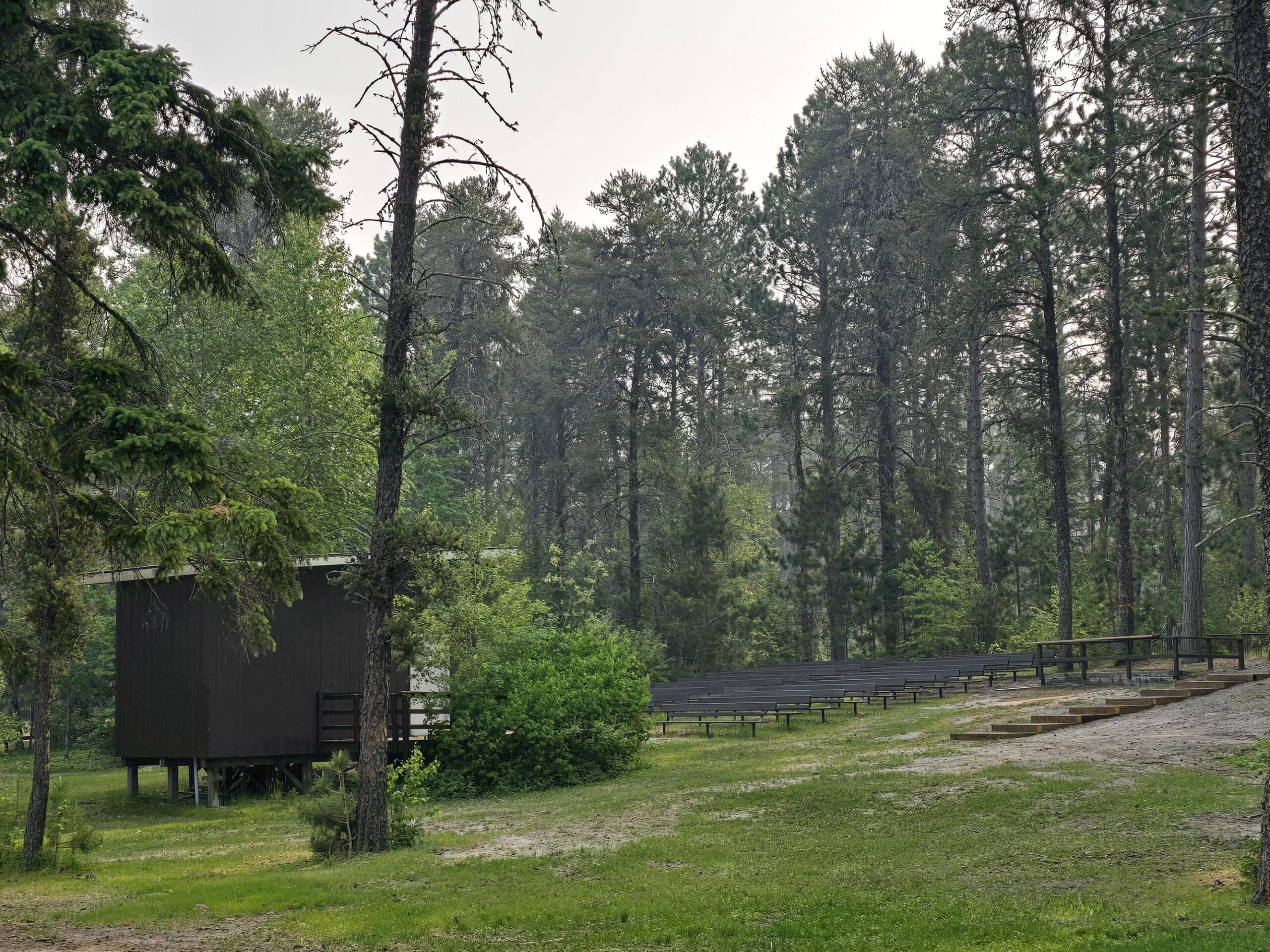 A rustic amphitheatre at Blue Lake Provincial Park.