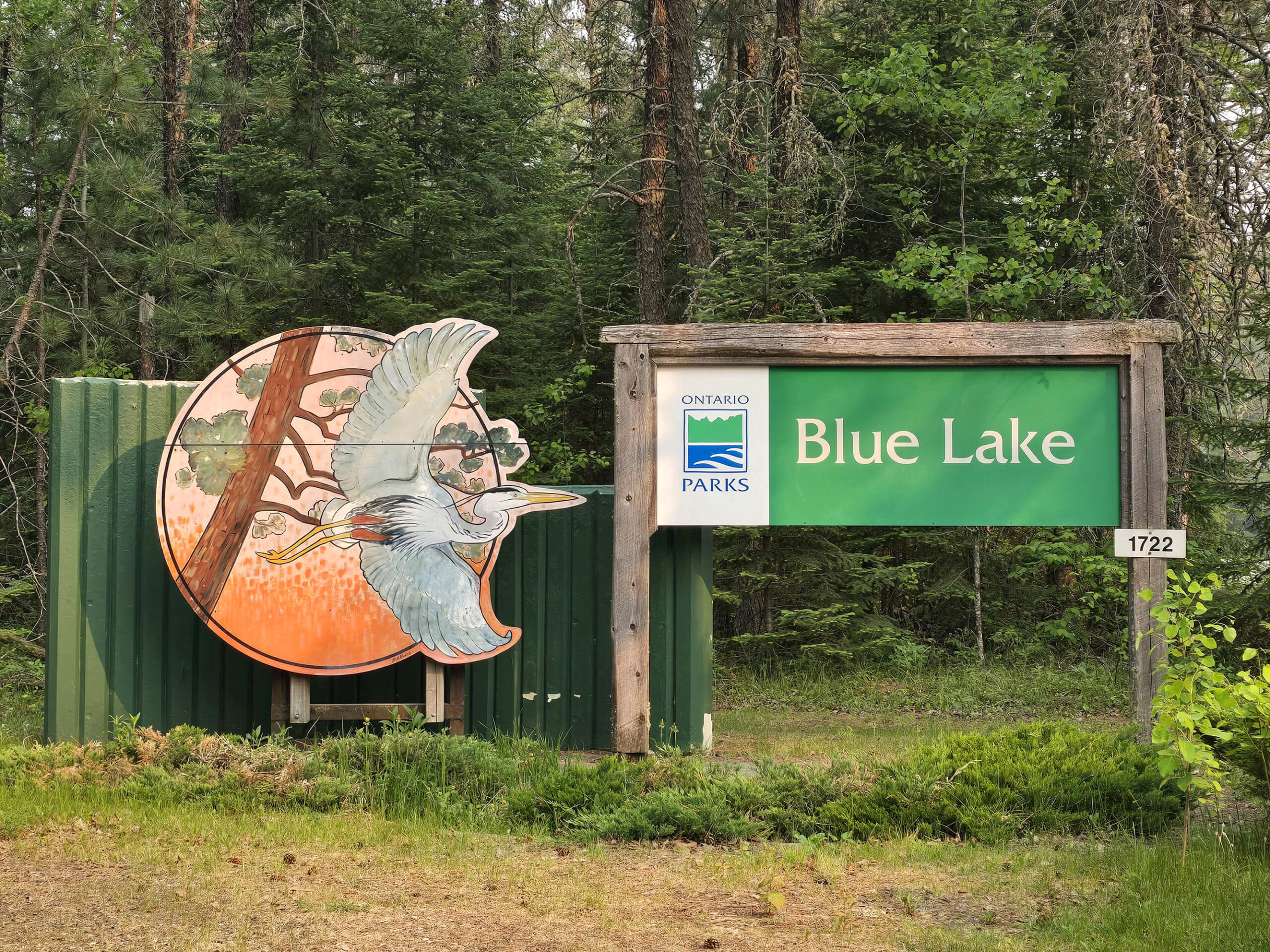 The Blue Lake Provincial Park road sign.