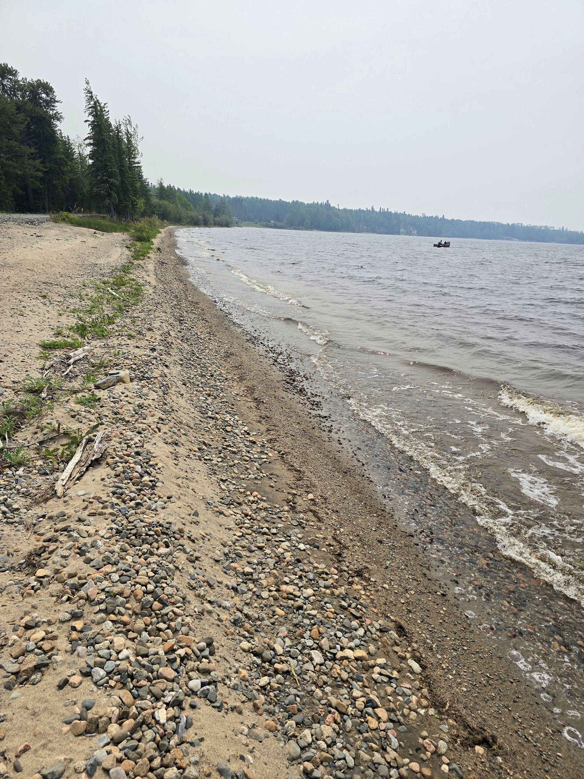 A rocky beach at Pakwash Provincial Park.