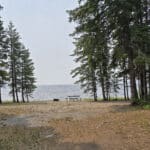A waterfront campsite at Pakwash Provincial Park.