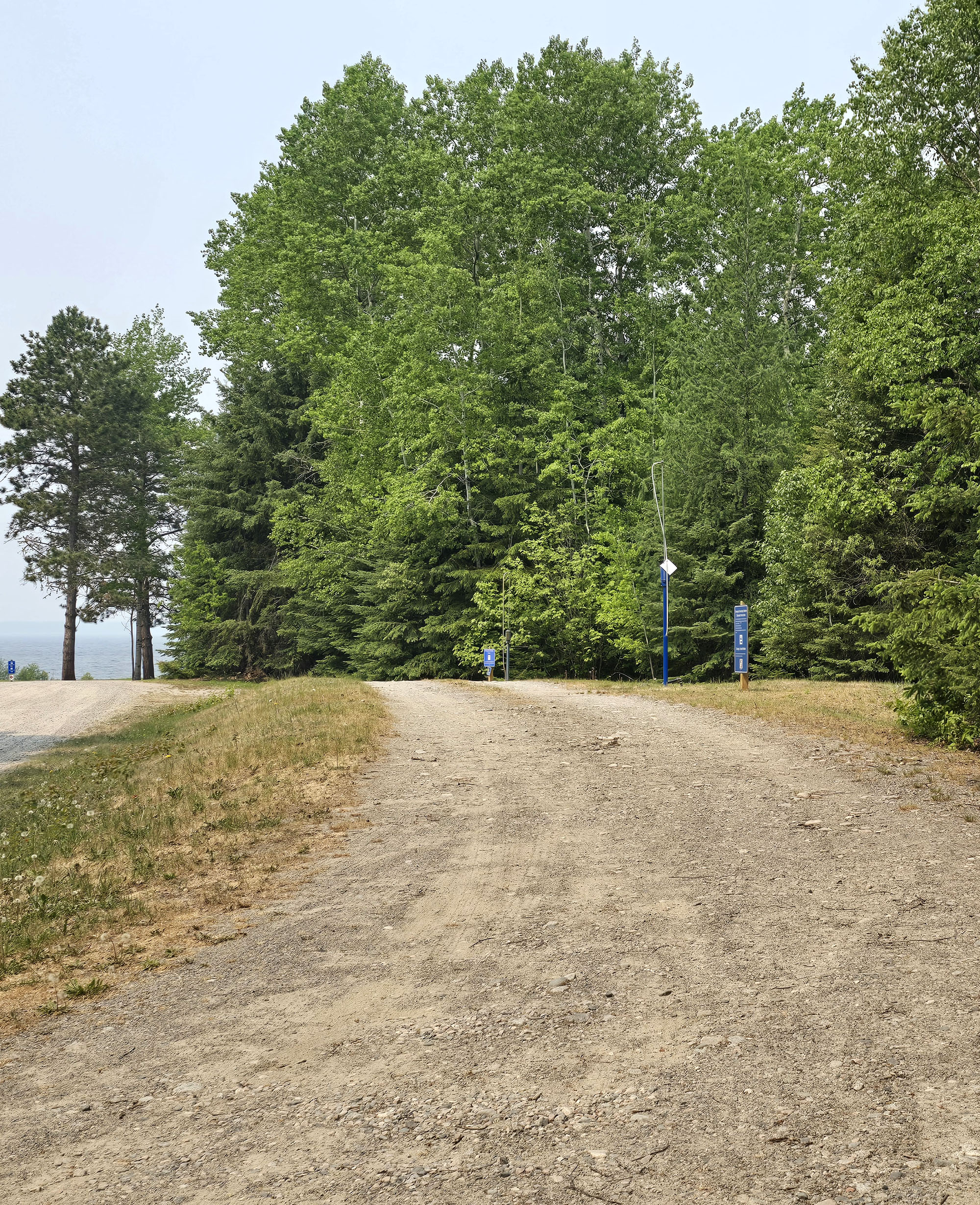 A trailer sanitation station on the side of a road at Pakwash Provincial Park.