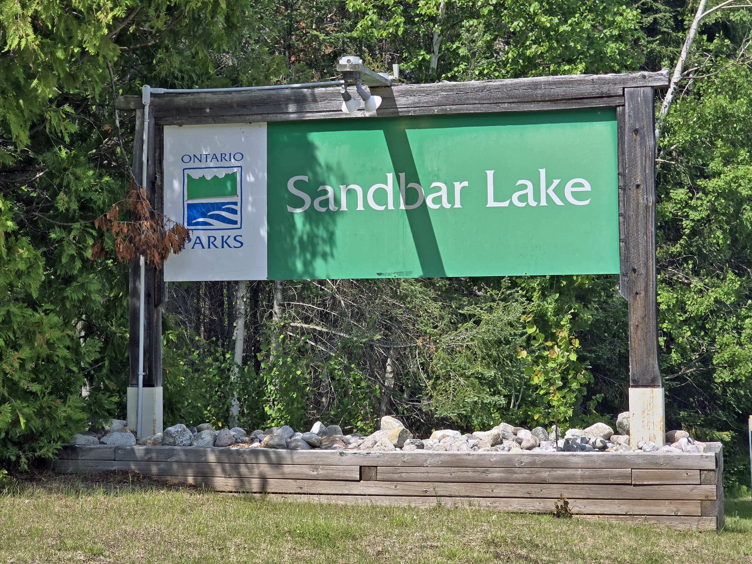 The Sandbar Lake Provincial Park road sign,
