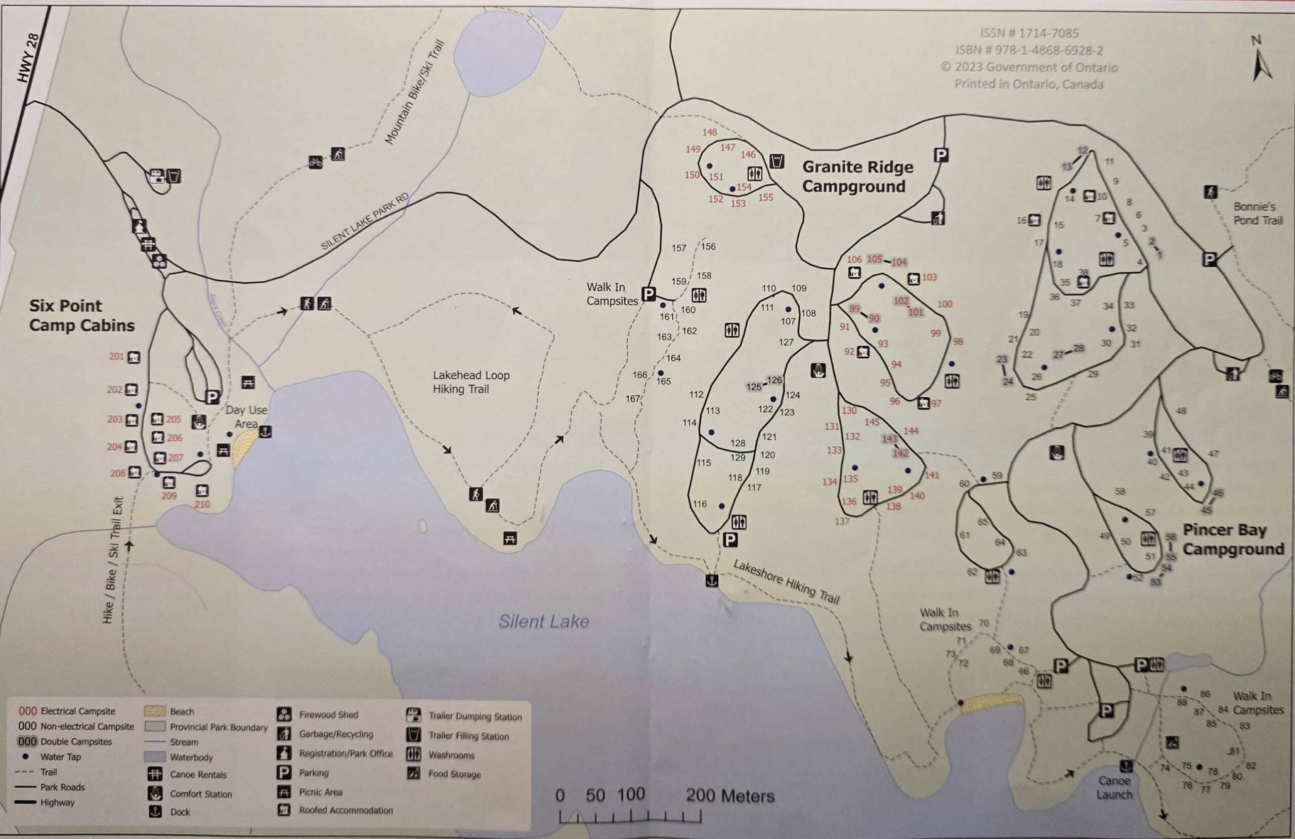 The Silent Lake Provincial Park map.